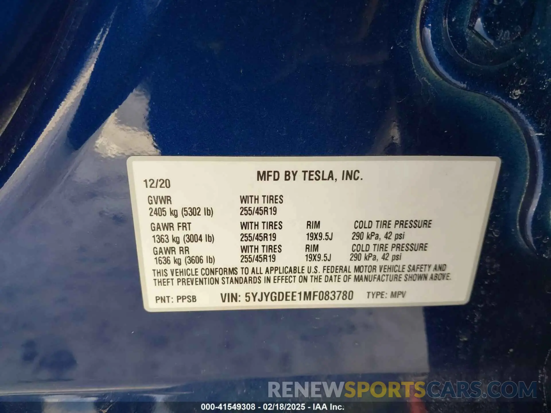 9 fotografías del automóvil dañado 5YJYGDEE1MF083780 TESLA MODEL Y 2021