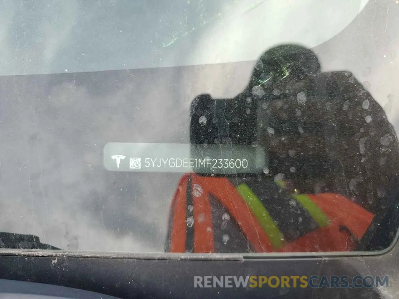13 fotografías del automóvil dañado 5YJYGDEE1MF233600 TESLA MODEL Y 2021