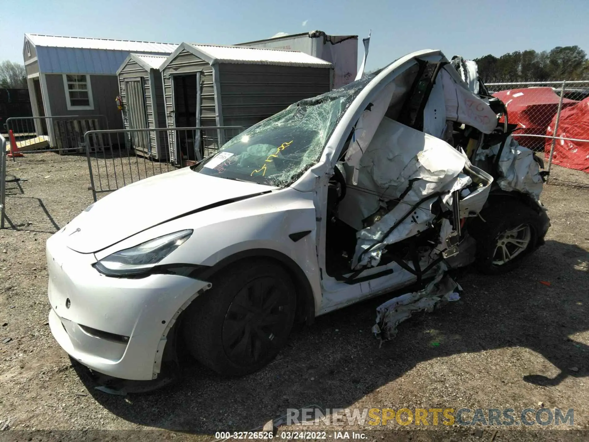 2 fotografías del automóvil dañado 5YJYGDEE1MF254429 TESLA MODEL Y 2021