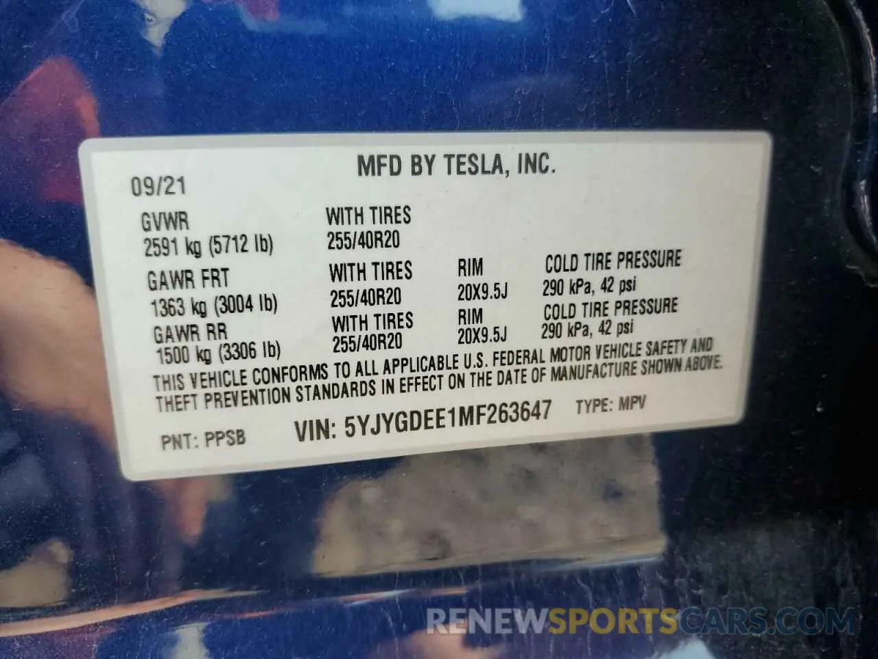 14 fotografías del automóvil dañado 5YJYGDEE1MF263647 TESLA MODEL Y 2021