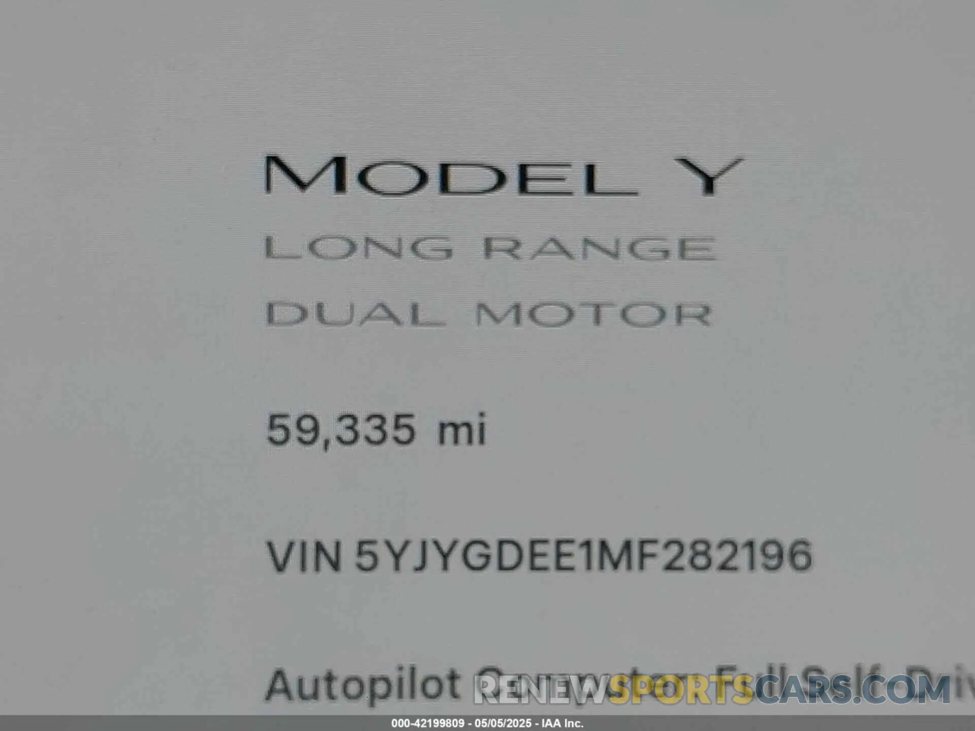 16 fotografías del automóvil dañado 5YJYGDEE1MF282196 TESLA MODEL Y 2021