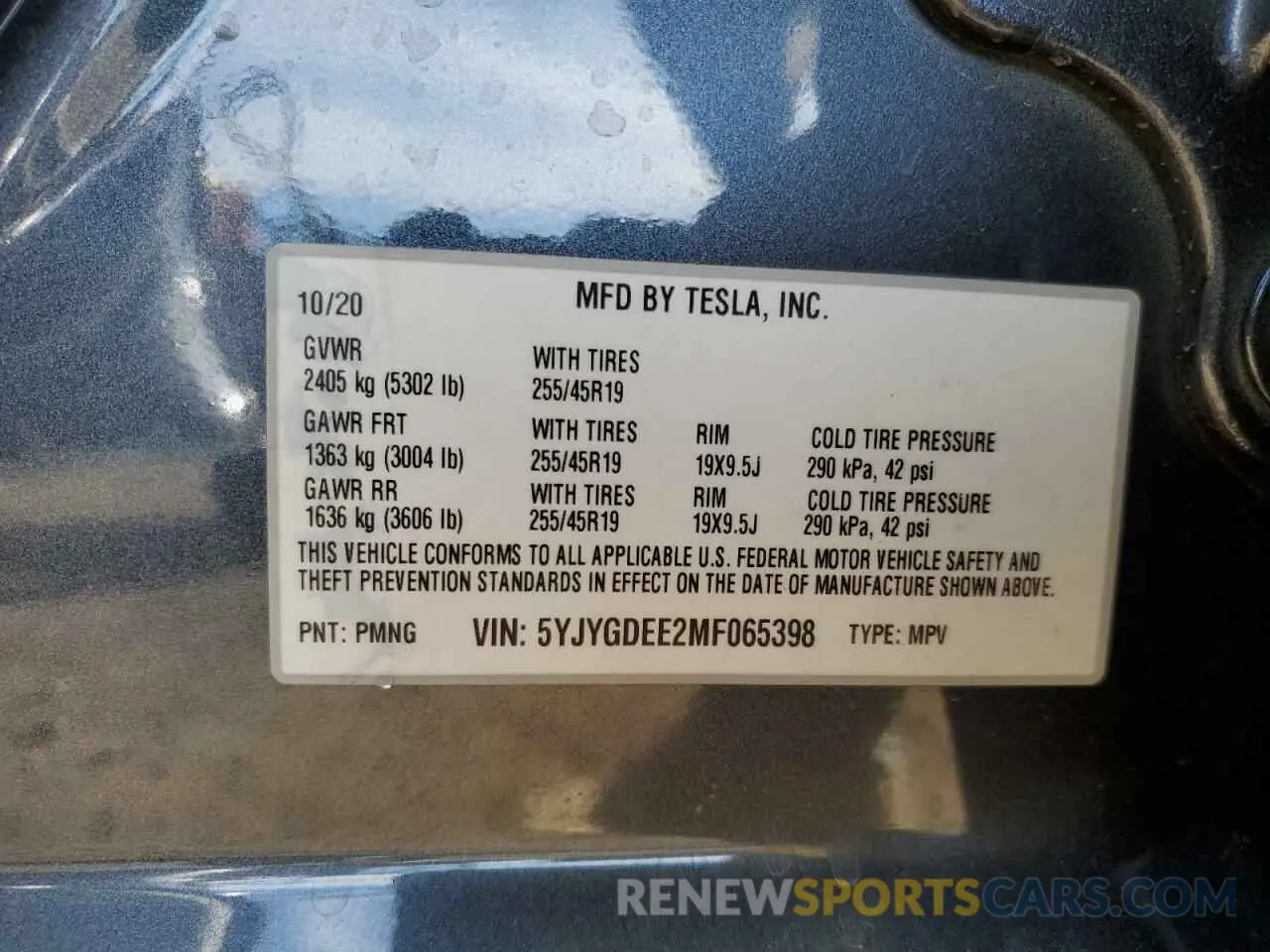 13 fotografías del automóvil dañado 5YJYGDEE2MF065398 TESLA MODEL Y 2021