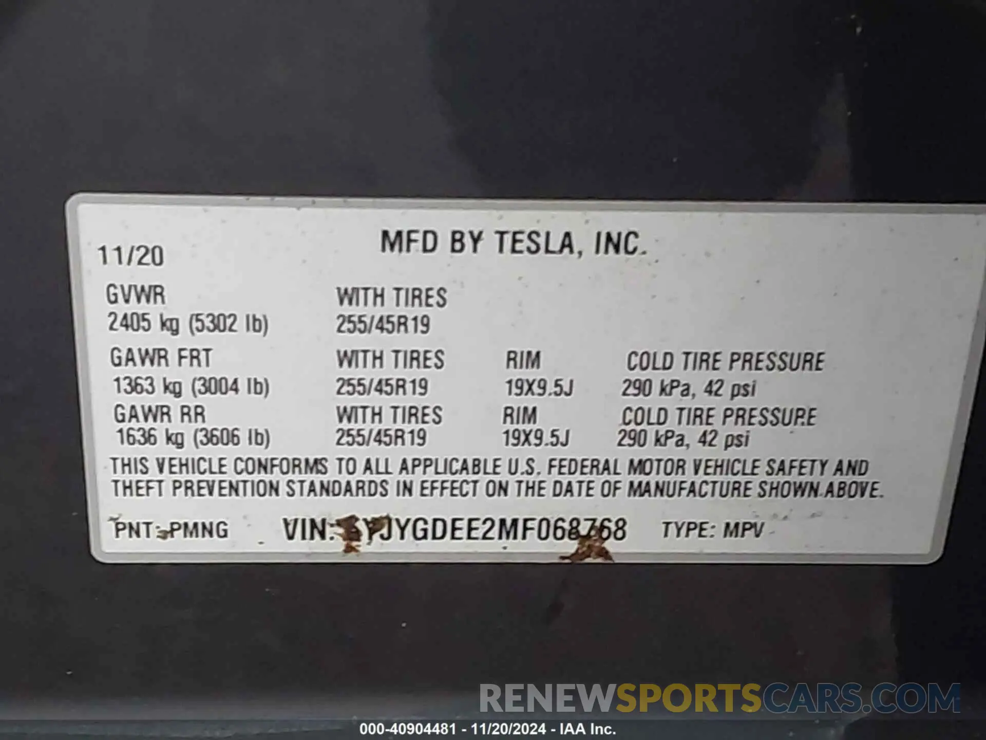 9 fotografías del automóvil dañado 5YJYGDEE2MF068768 TESLA MODEL Y 2021