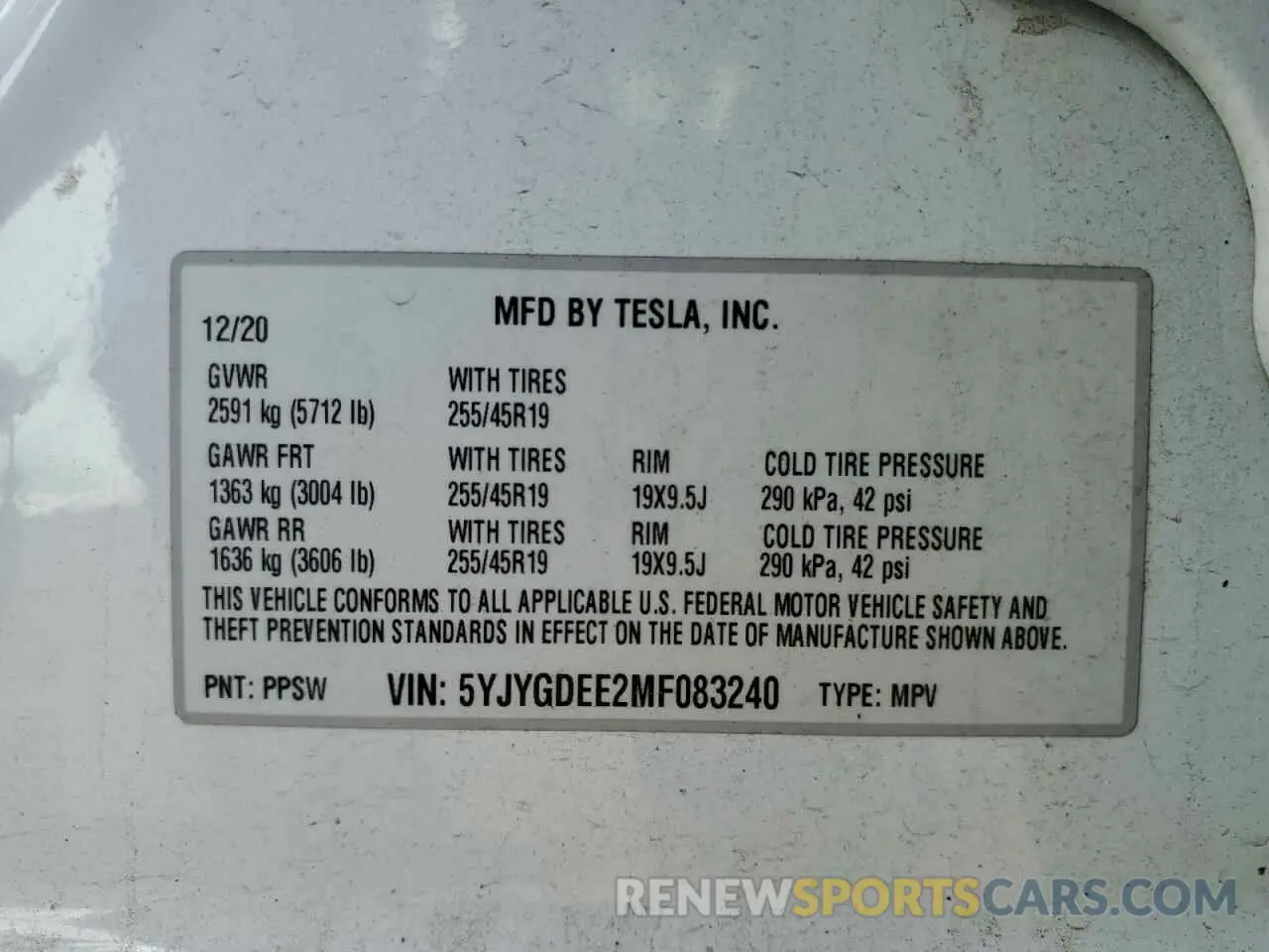 14 fotografías del automóvil dañado 5YJYGDEE2MF083240 TESLA MODEL Y 2021