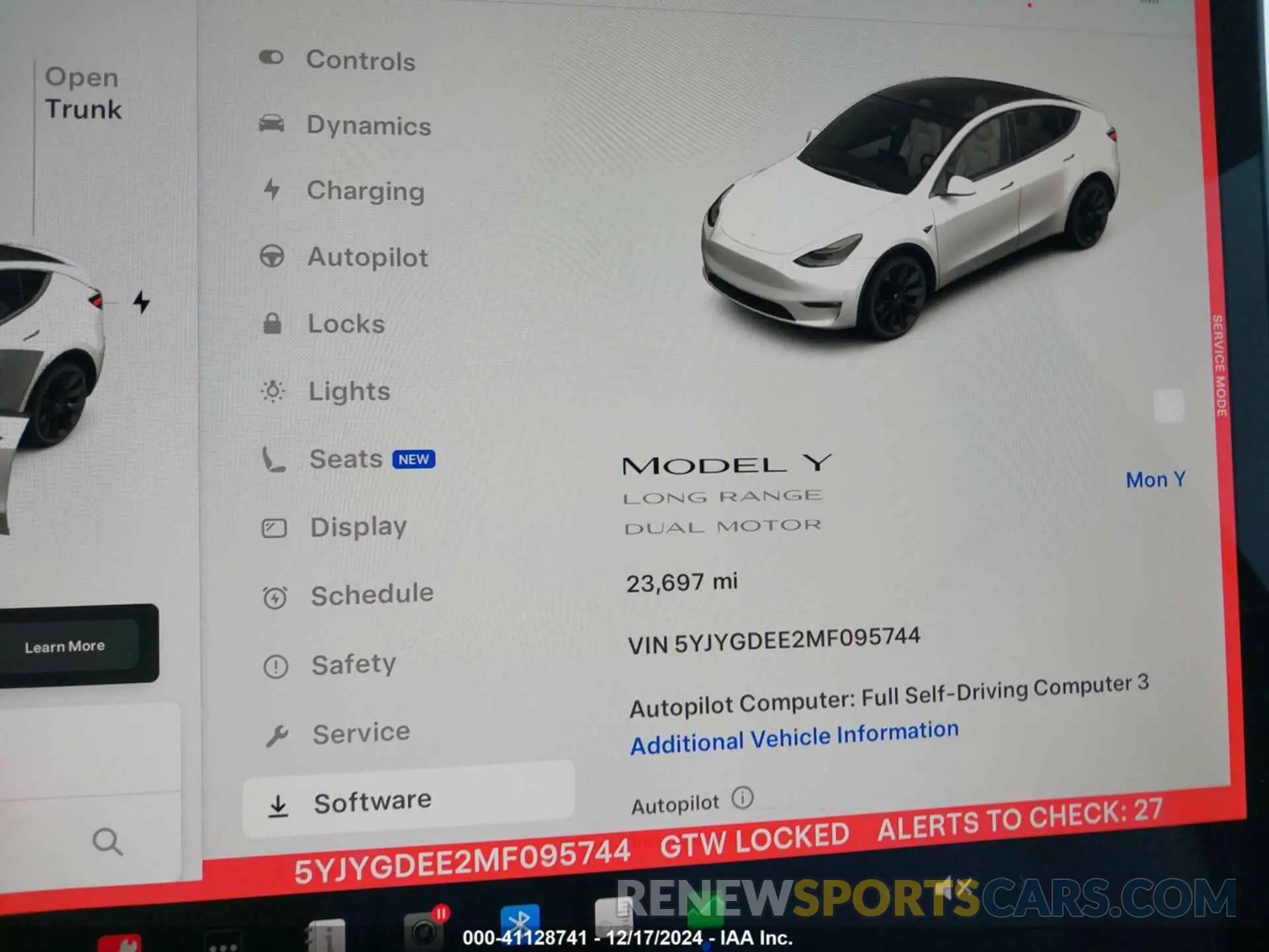 7 fotografías del automóvil dañado 5YJYGDEE2MF095744 TESLA MODEL Y 2021