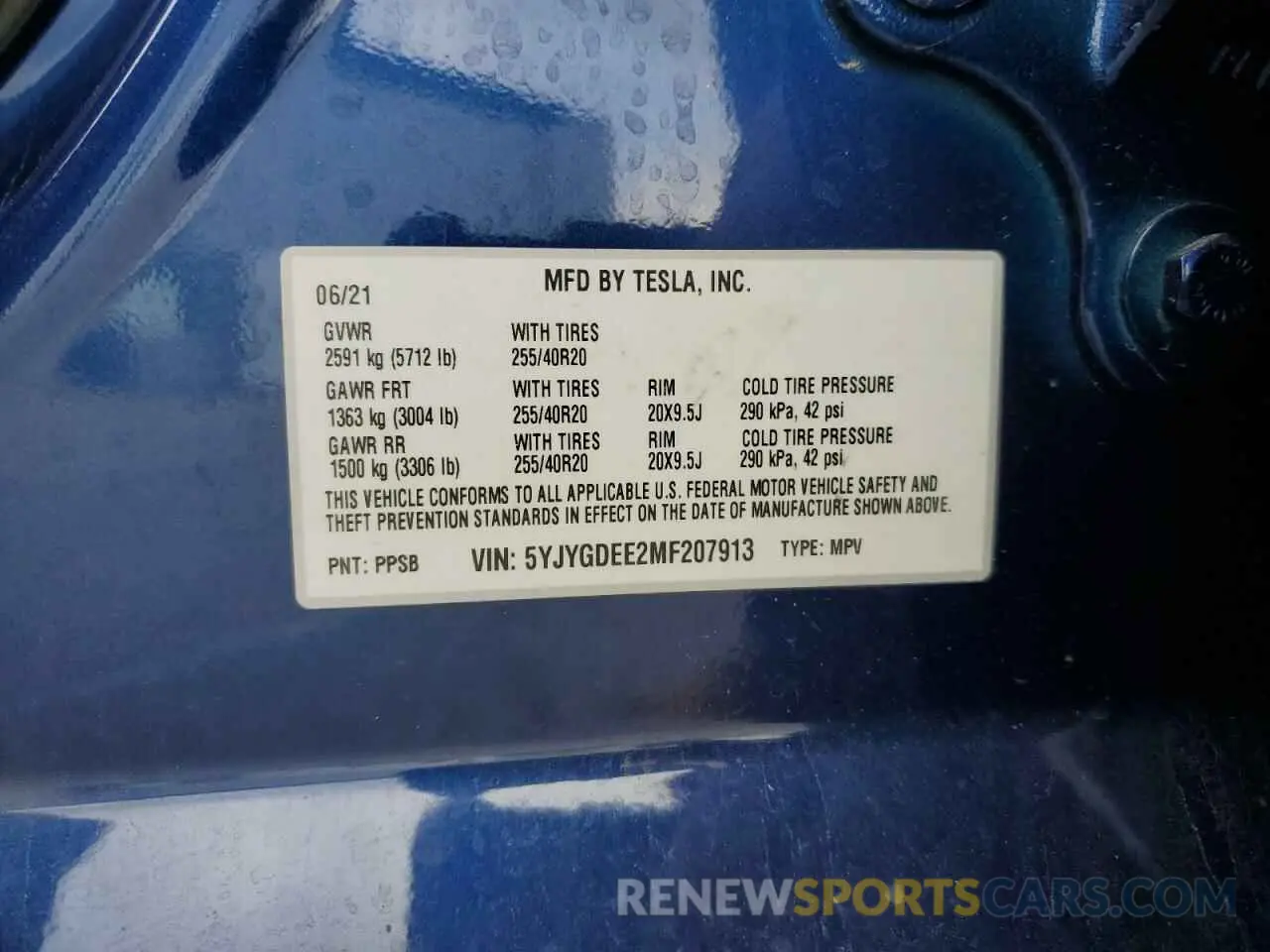 14 fotografías del automóvil dañado 5YJYGDEE2MF207913 TESLA MODEL Y 2021