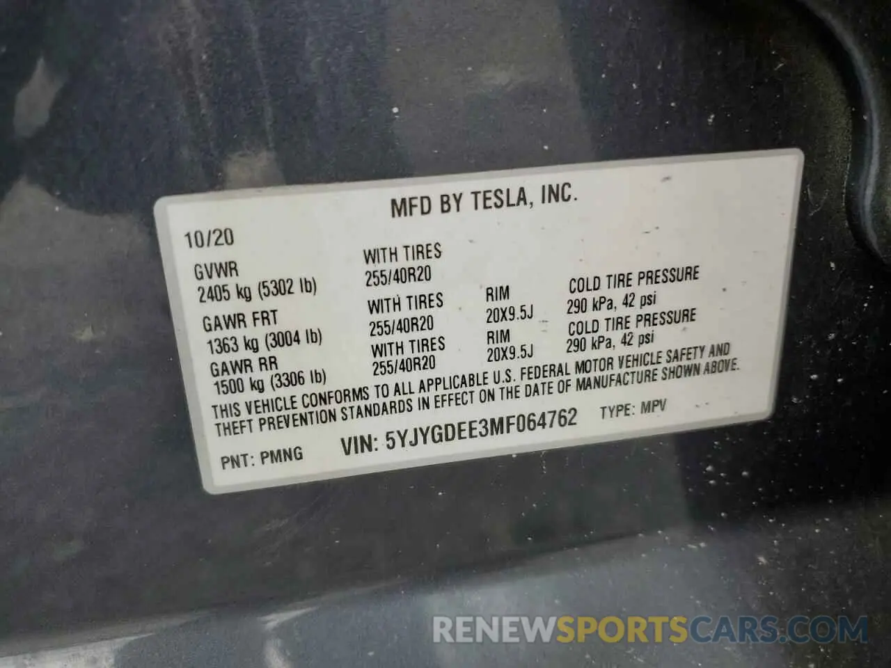 13 fotografías del automóvil dañado 5YJYGDEE3MF064762 TESLA MODEL Y 2021