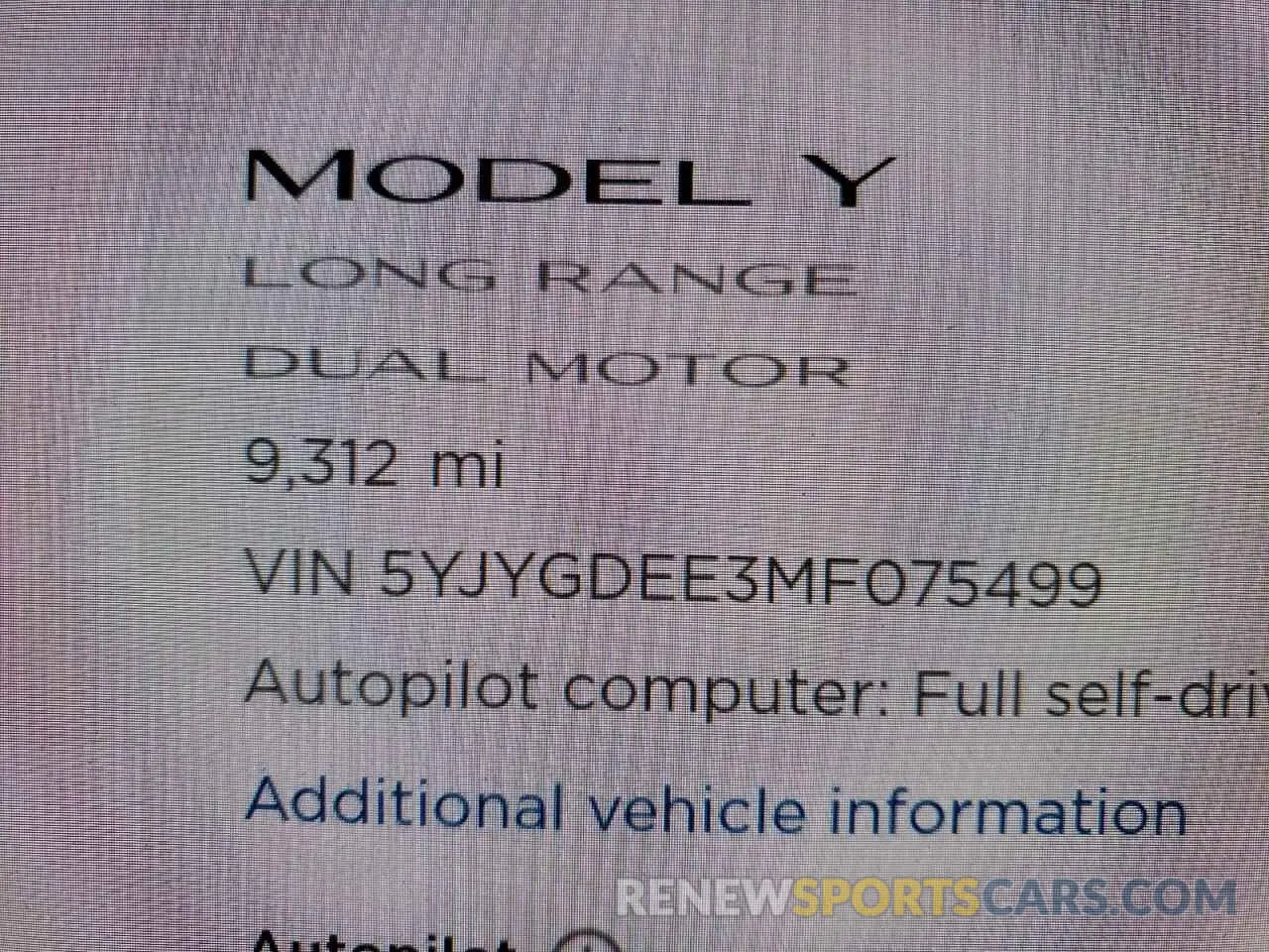 8 fotografías del automóvil dañado 5YJYGDEE3MF075499 TESLA MODEL Y 2021