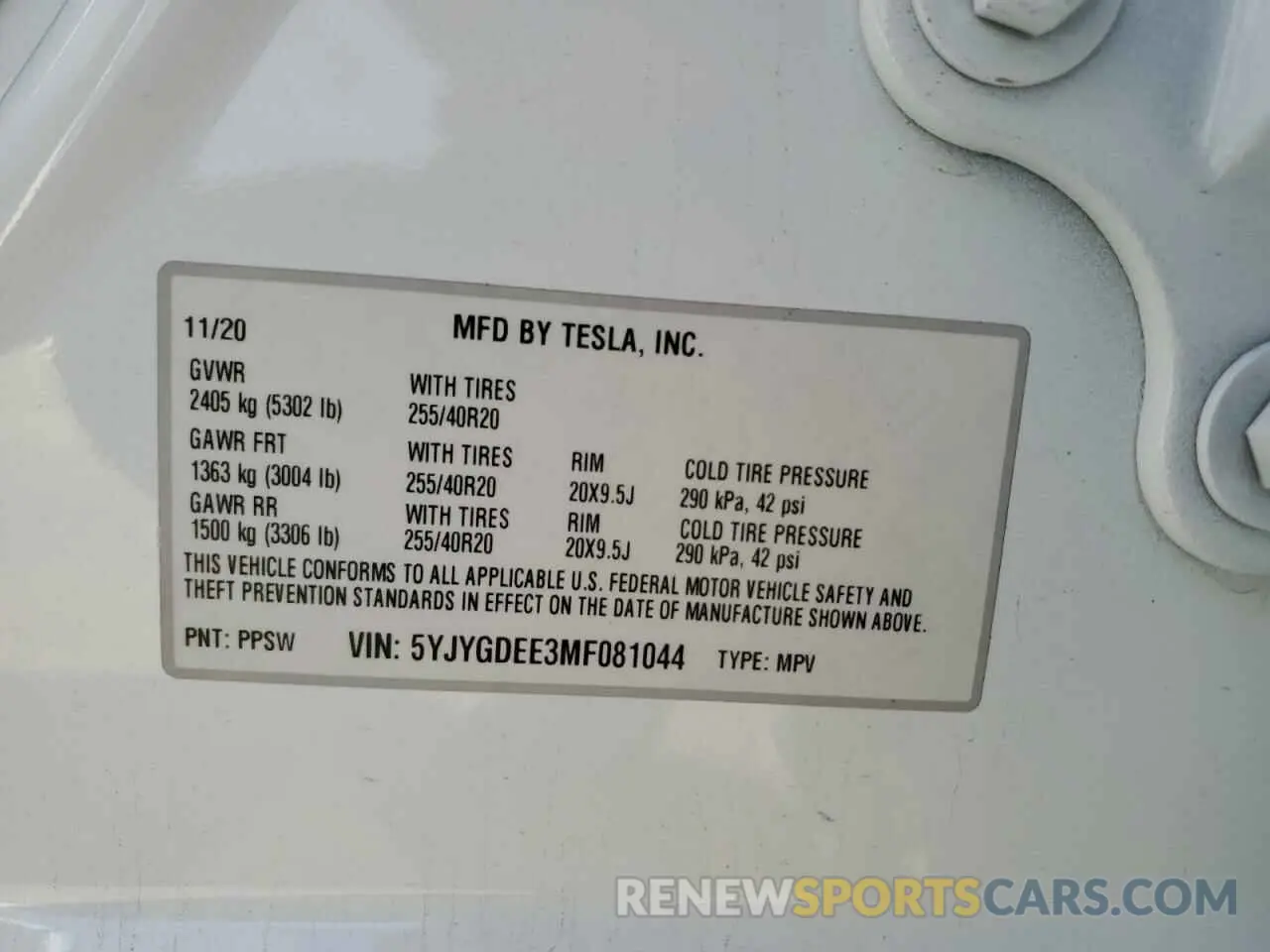12 fotografías del automóvil dañado 5YJYGDEE3MF081044 TESLA MODEL Y 2021