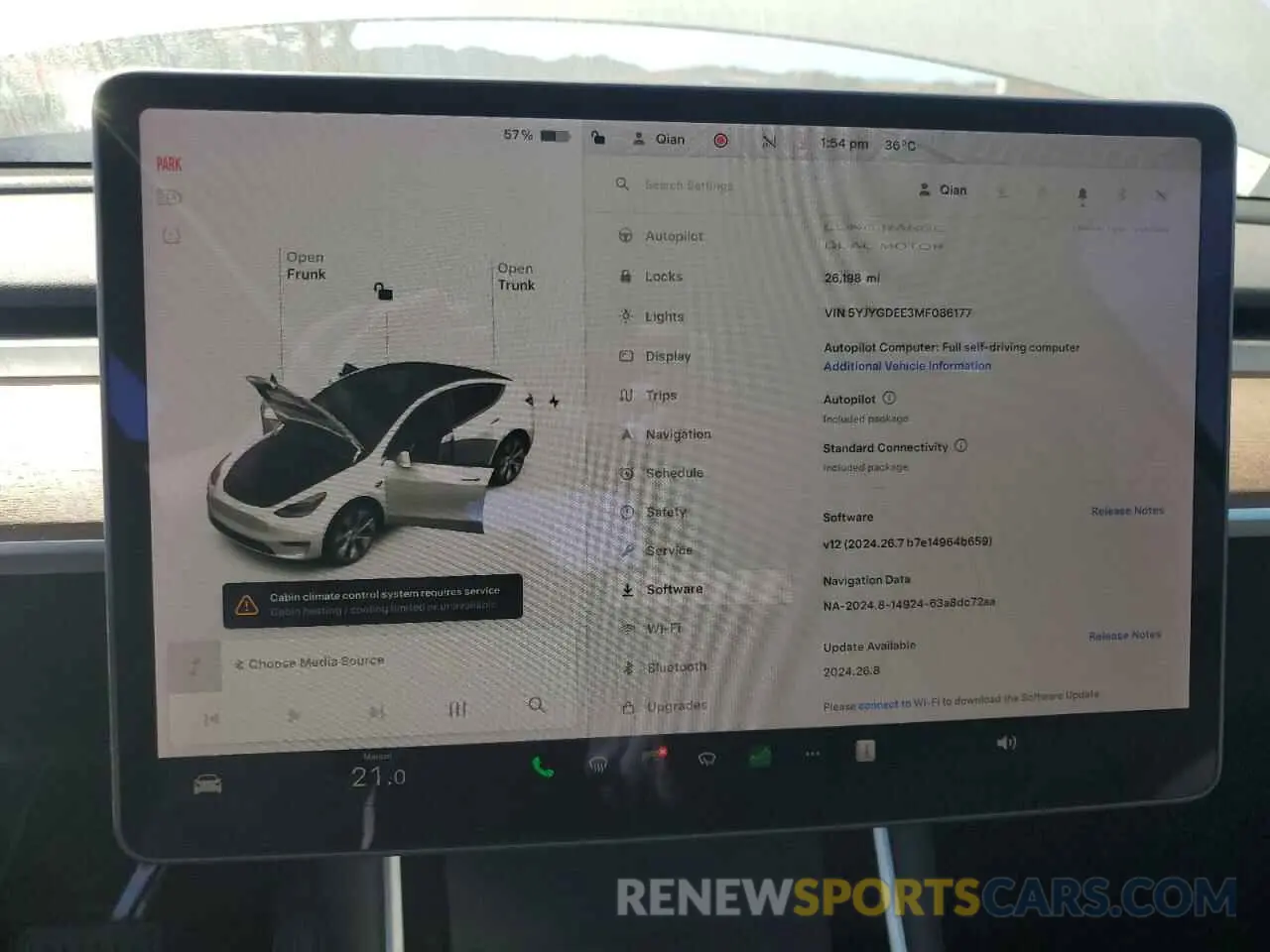 9 fotografías del automóvil dañado 5YJYGDEE3MF086177 TESLA MODEL Y 2021