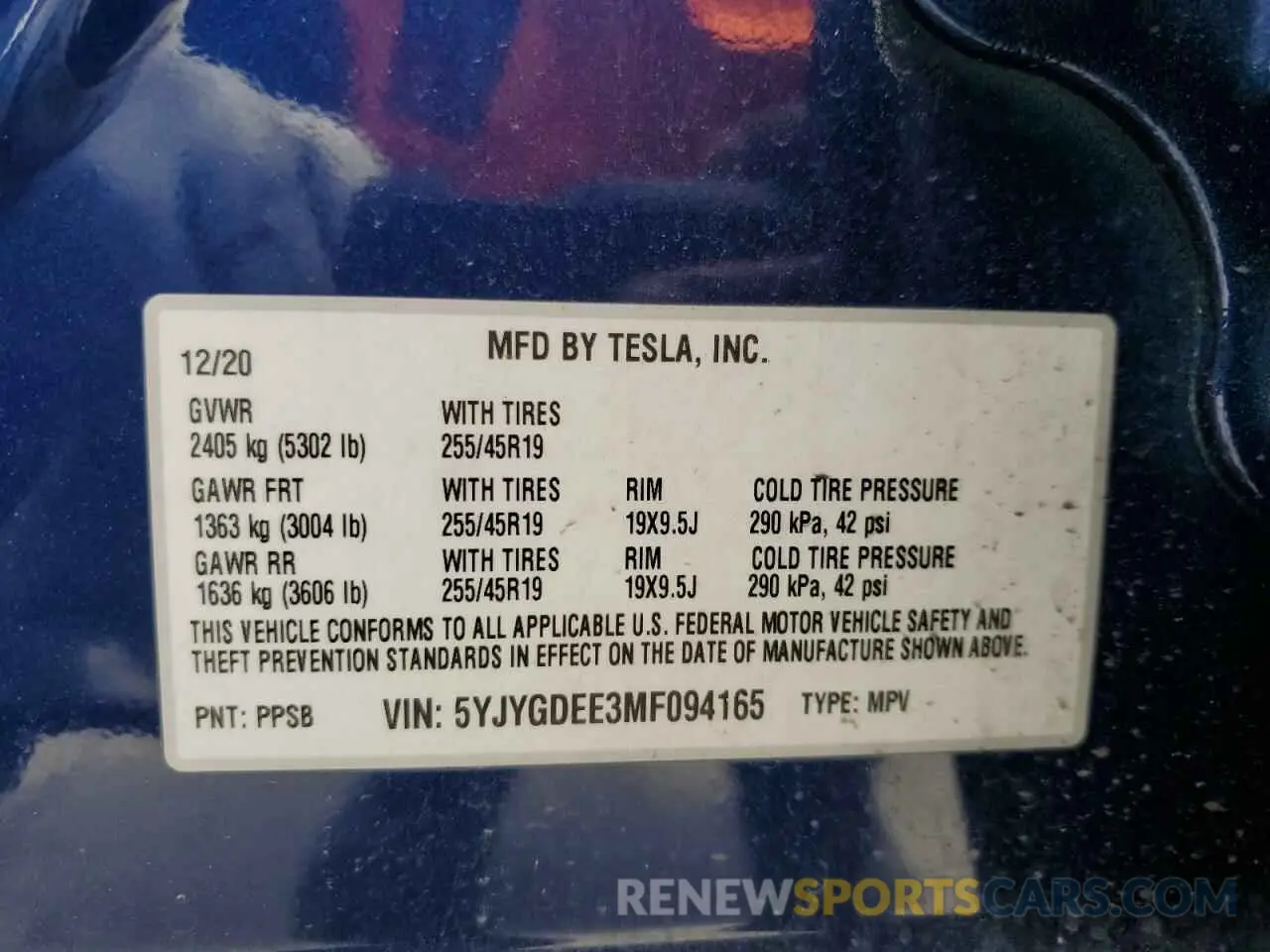 14 fotografías del automóvil dañado 5YJYGDEE3MF094165 TESLA MODEL Y 2021