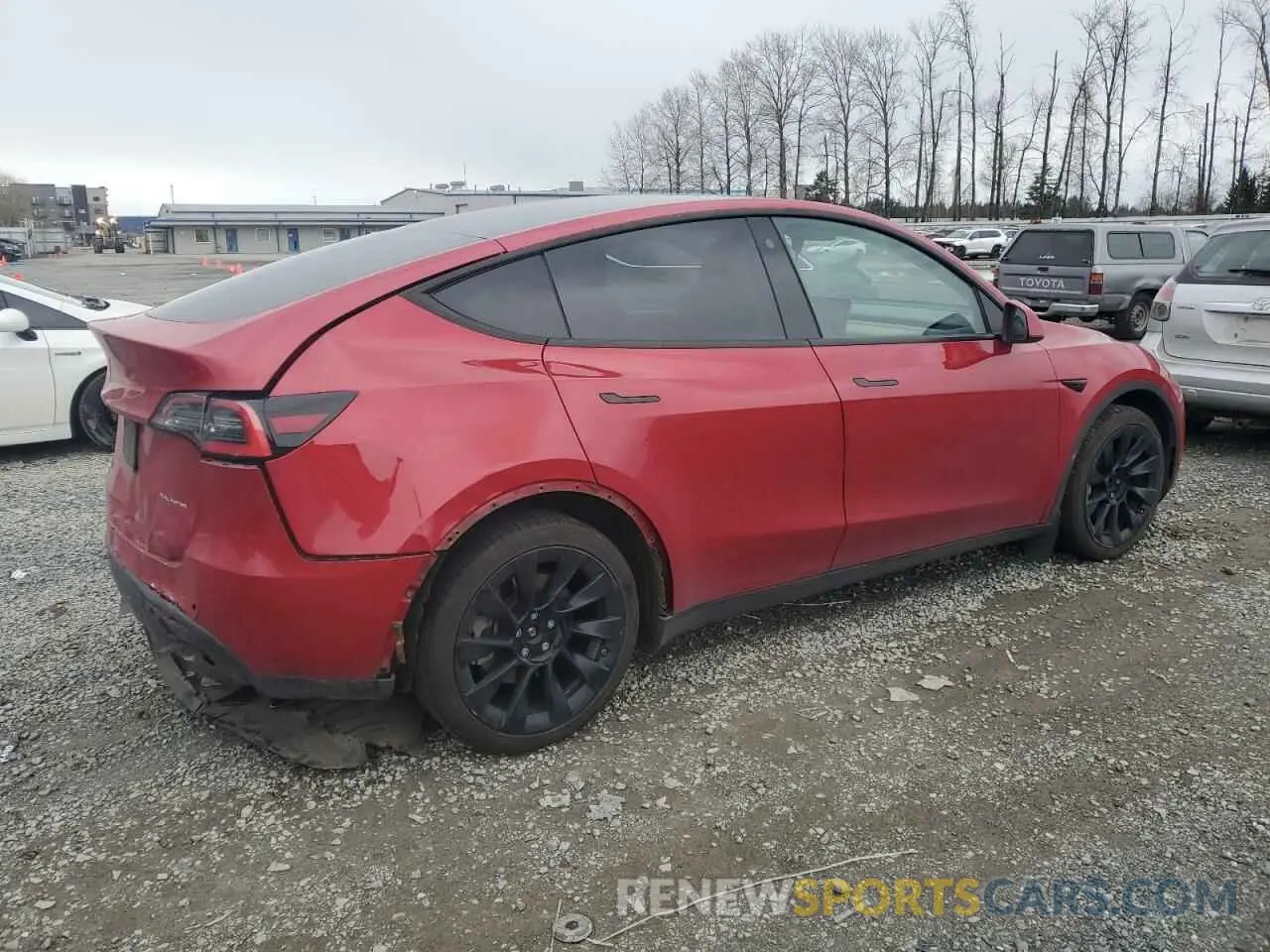 3 fotografías del automóvil dañado 5YJYGDEE3MF118674 TESLA MODEL Y 2021