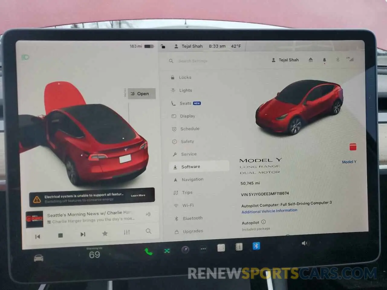 9 fotografías del automóvil dañado 5YJYGDEE3MF118674 TESLA MODEL Y 2021