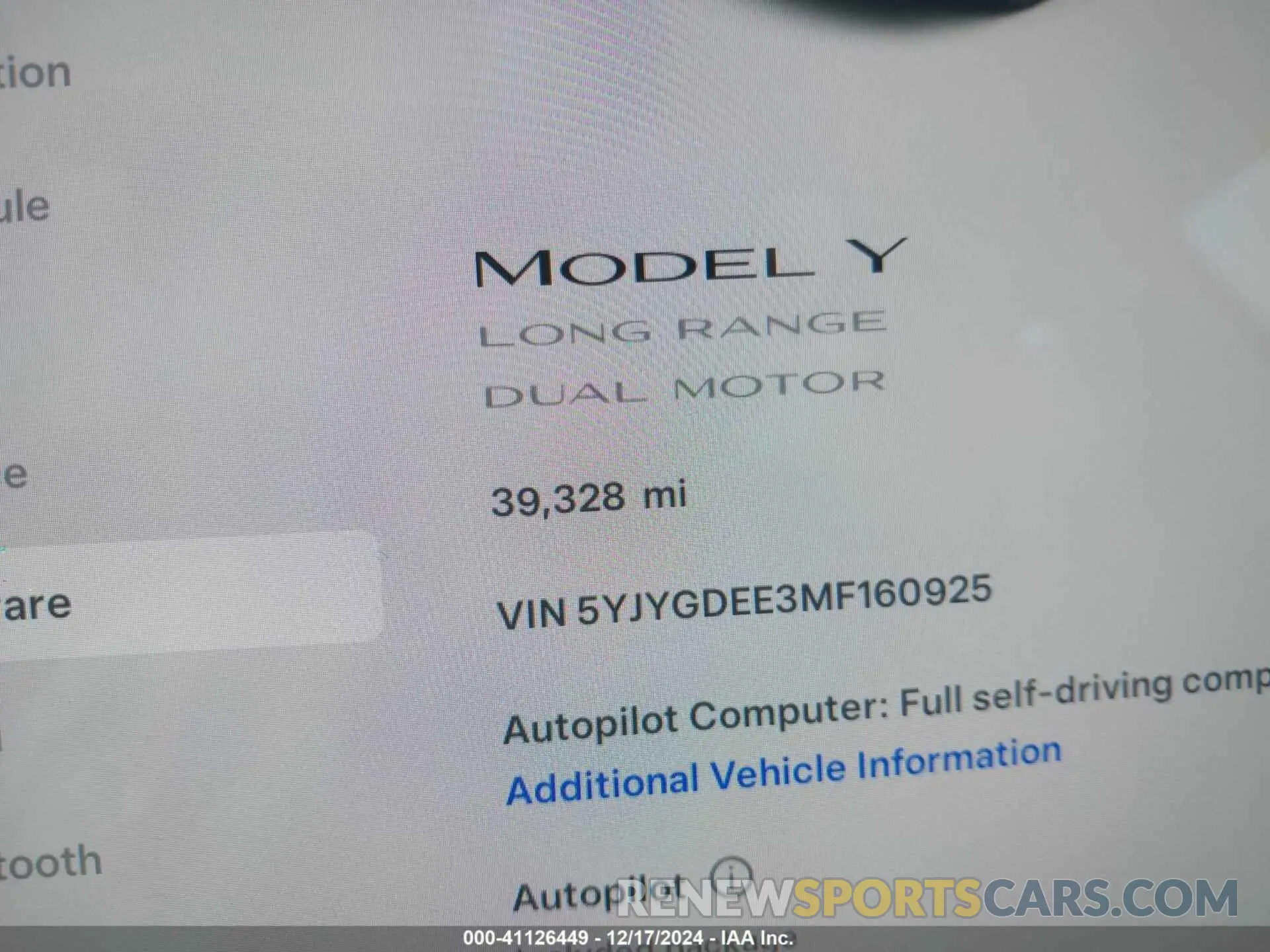 14 fotografías del automóvil dañado 5YJYGDEE3MF160925 TESLA MODEL Y 2021