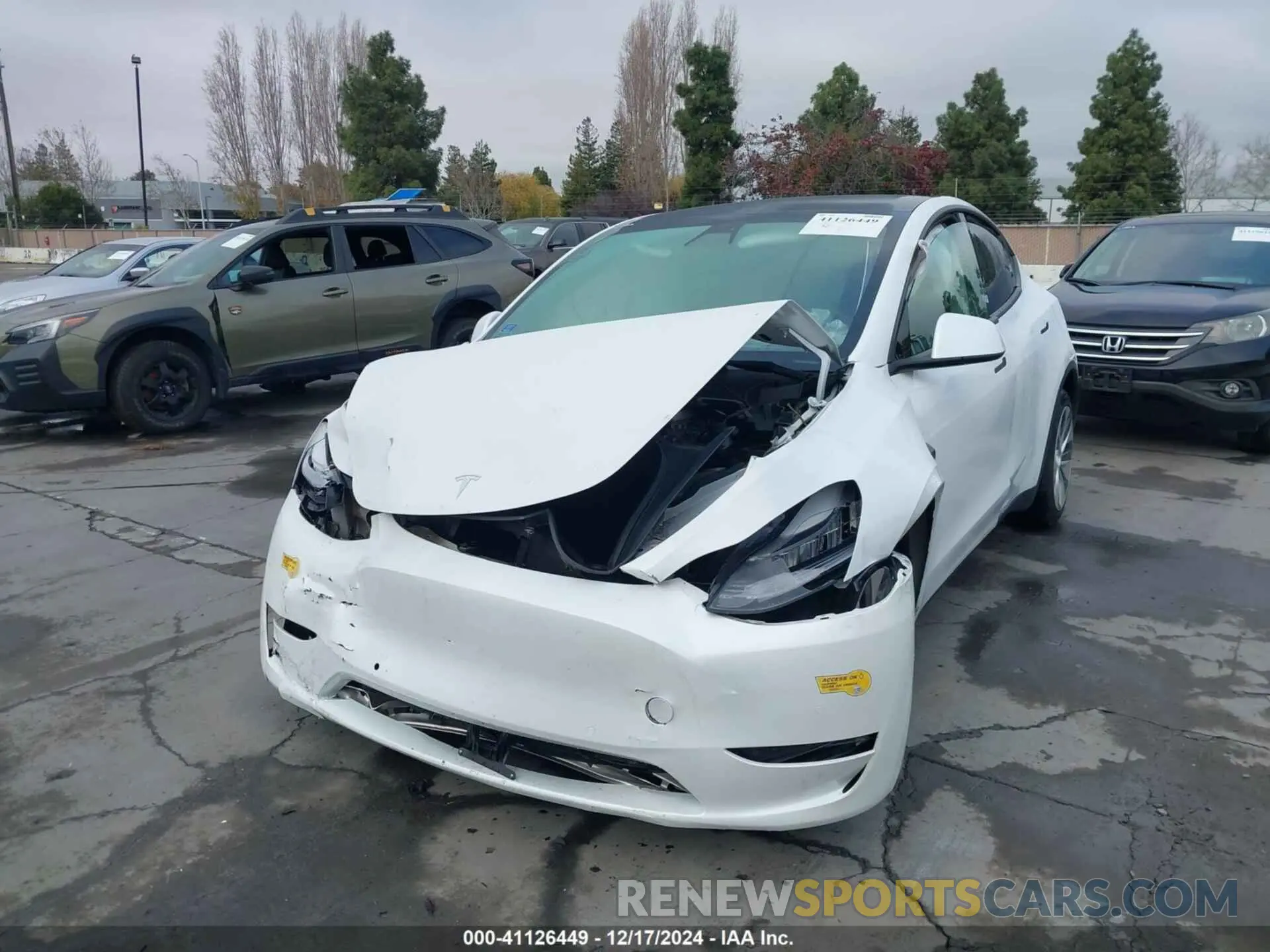 2 fotografías del automóvil dañado 5YJYGDEE3MF160925 TESLA MODEL Y 2021