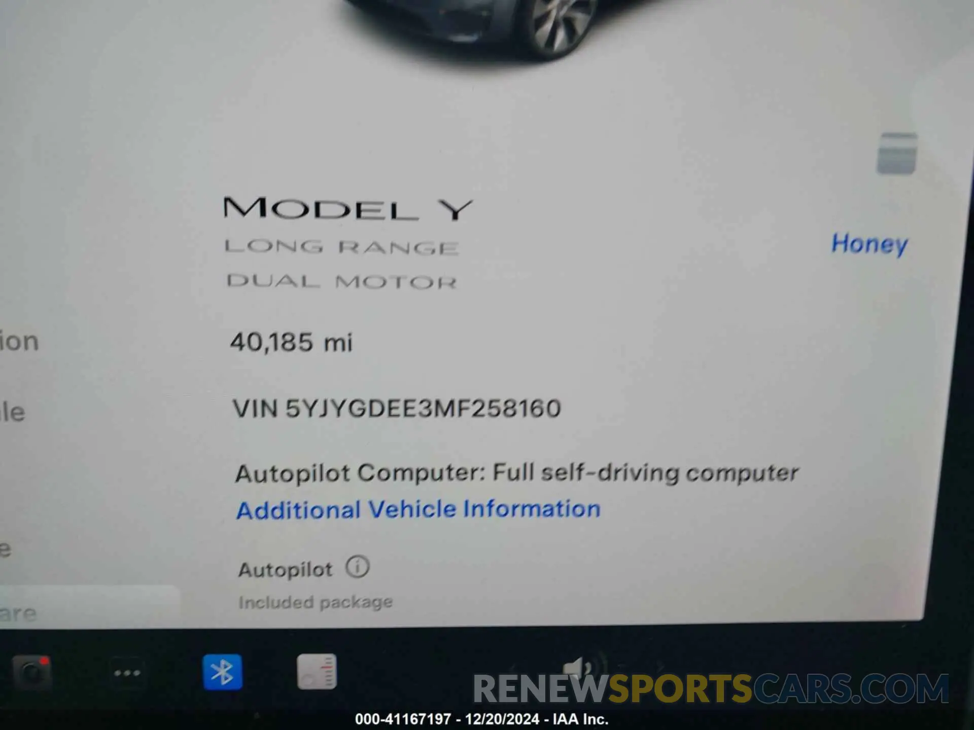 7 fotografías del automóvil dañado 5YJYGDEE3MF258160 TESLA MODEL Y 2021