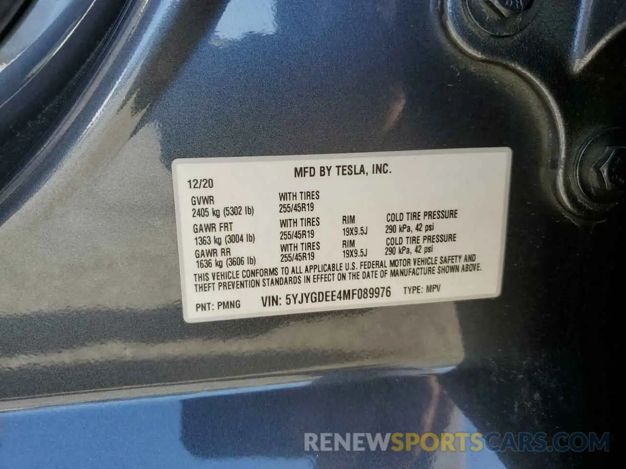 16 fotografías del automóvil dañado 5YJYGDEE4MF089976 TESLA MODEL Y 2021