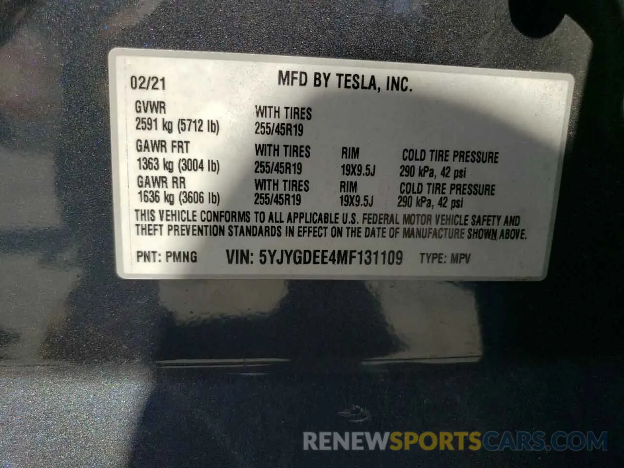 13 fotografías del automóvil dañado 5YJYGDEE4MF131109 TESLA MODEL Y 2021