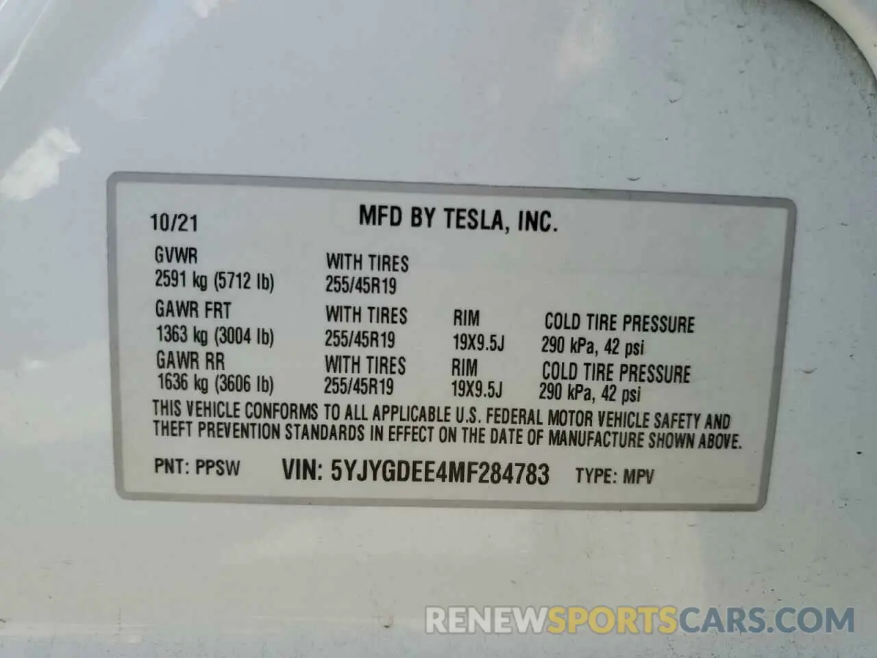 14 fotografías del automóvil dañado 5YJYGDEE4MF284783 TESLA MODEL Y 2021