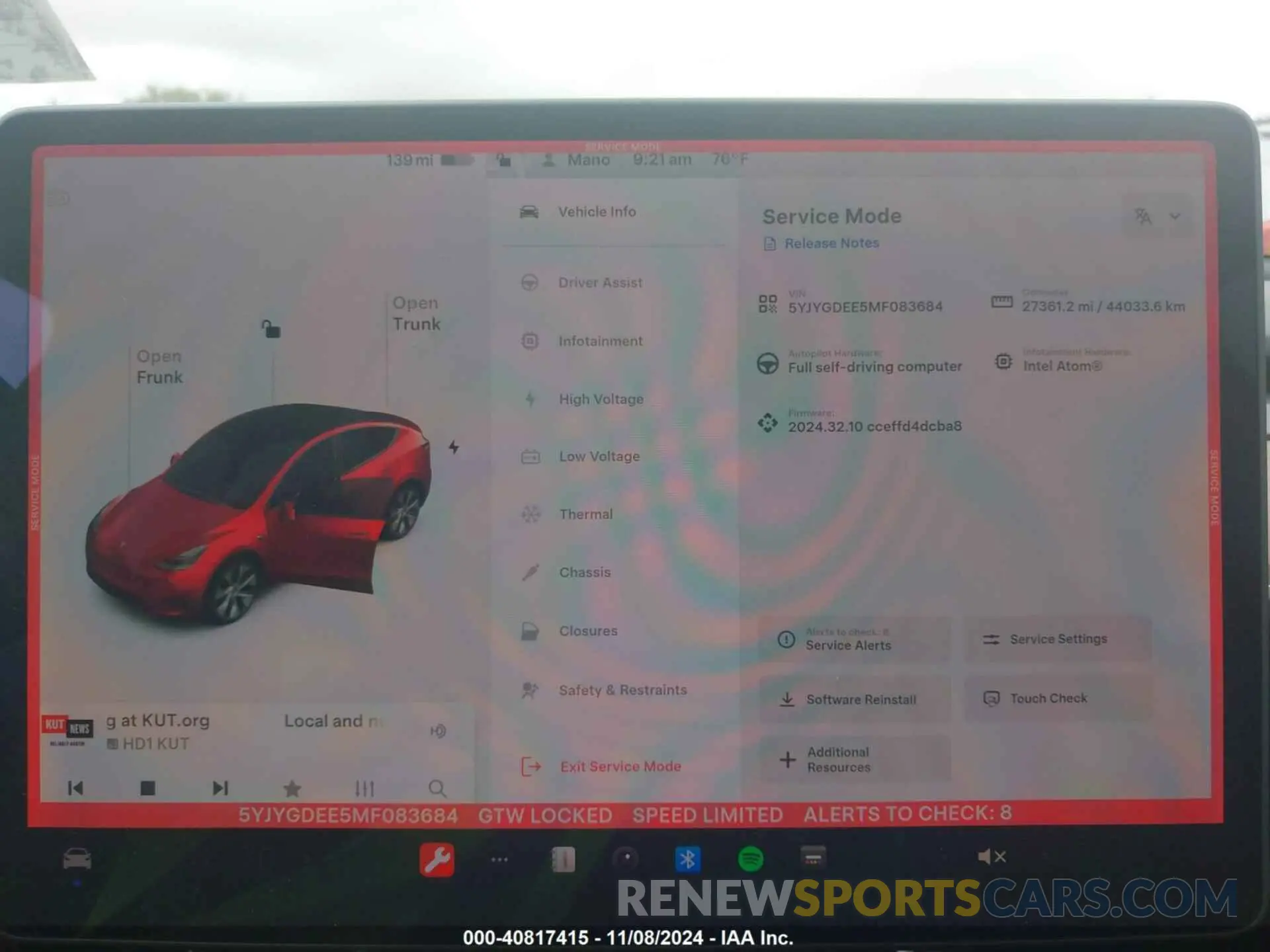 7 fotografías del automóvil dañado 5YJYGDEE5MF083684 TESLA MODEL Y 2021