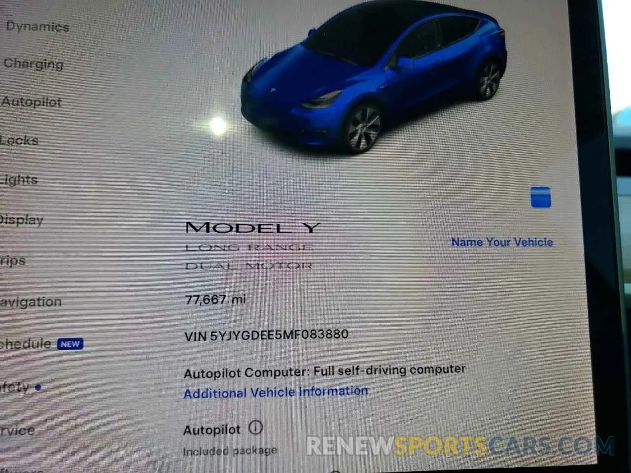 9 fotografías del automóvil dañado 5YJYGDEE5MF083880 TESLA MODEL Y 2021