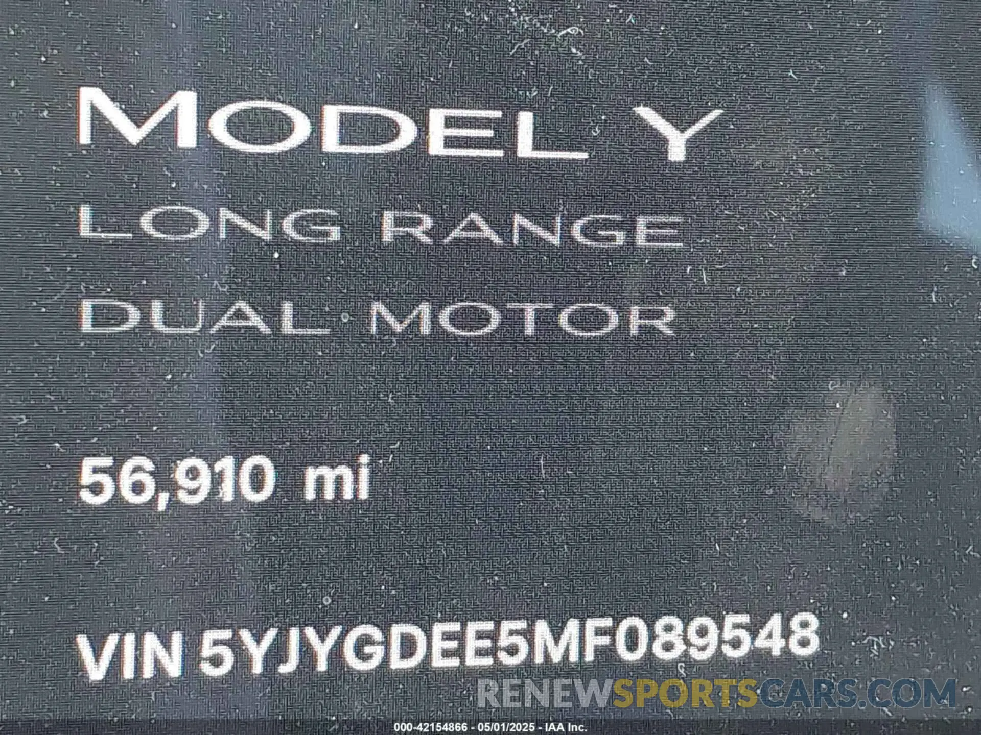 7 fotografías del automóvil dañado 5YJYGDEE5MF089548 TESLA MODEL Y 2021