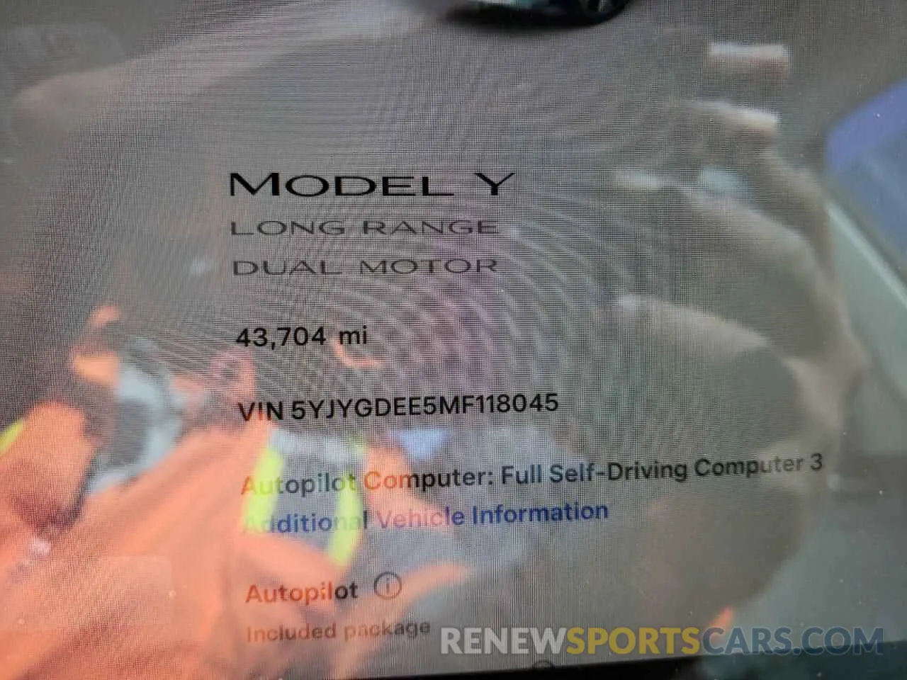 9 fotografías del automóvil dañado 5YJYGDEE5MF118045 TESLA MODEL Y 2021