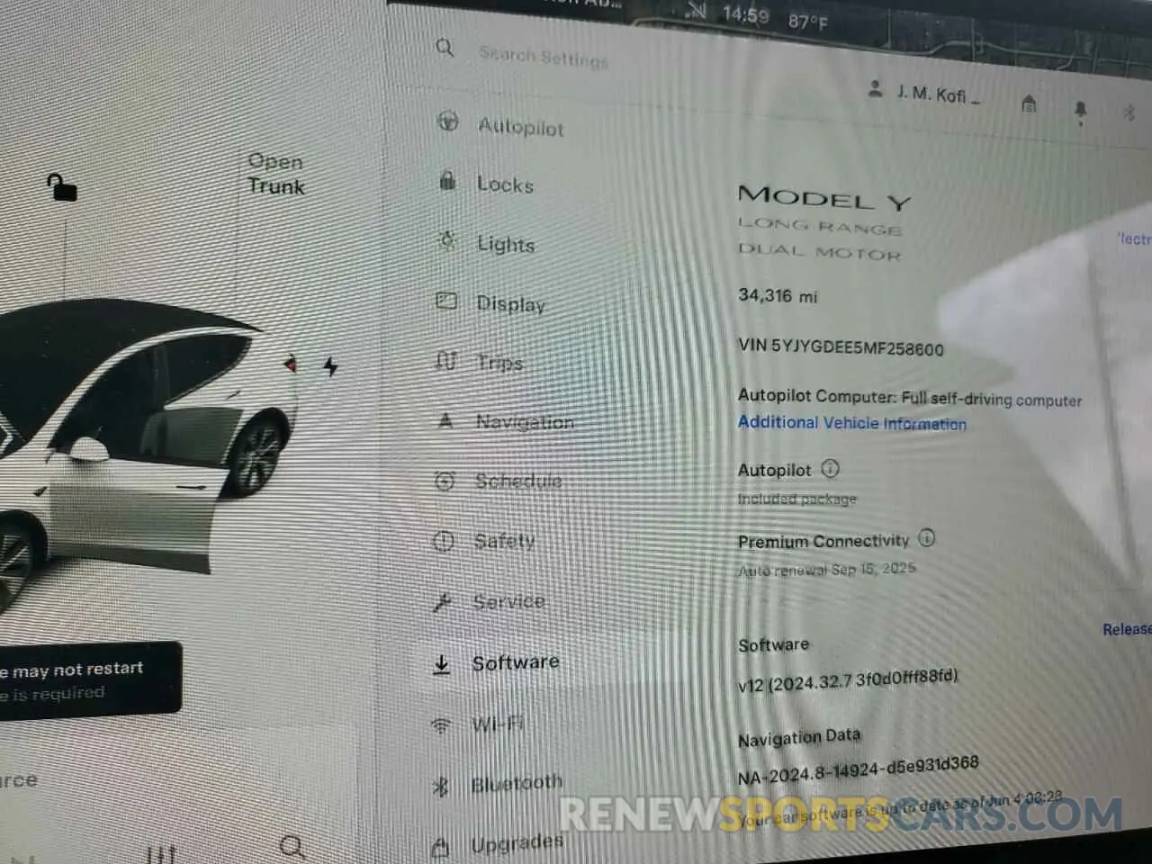 9 fotografías del automóvil dañado 5YJYGDEE5MF258600 TESLA MODEL Y 2021