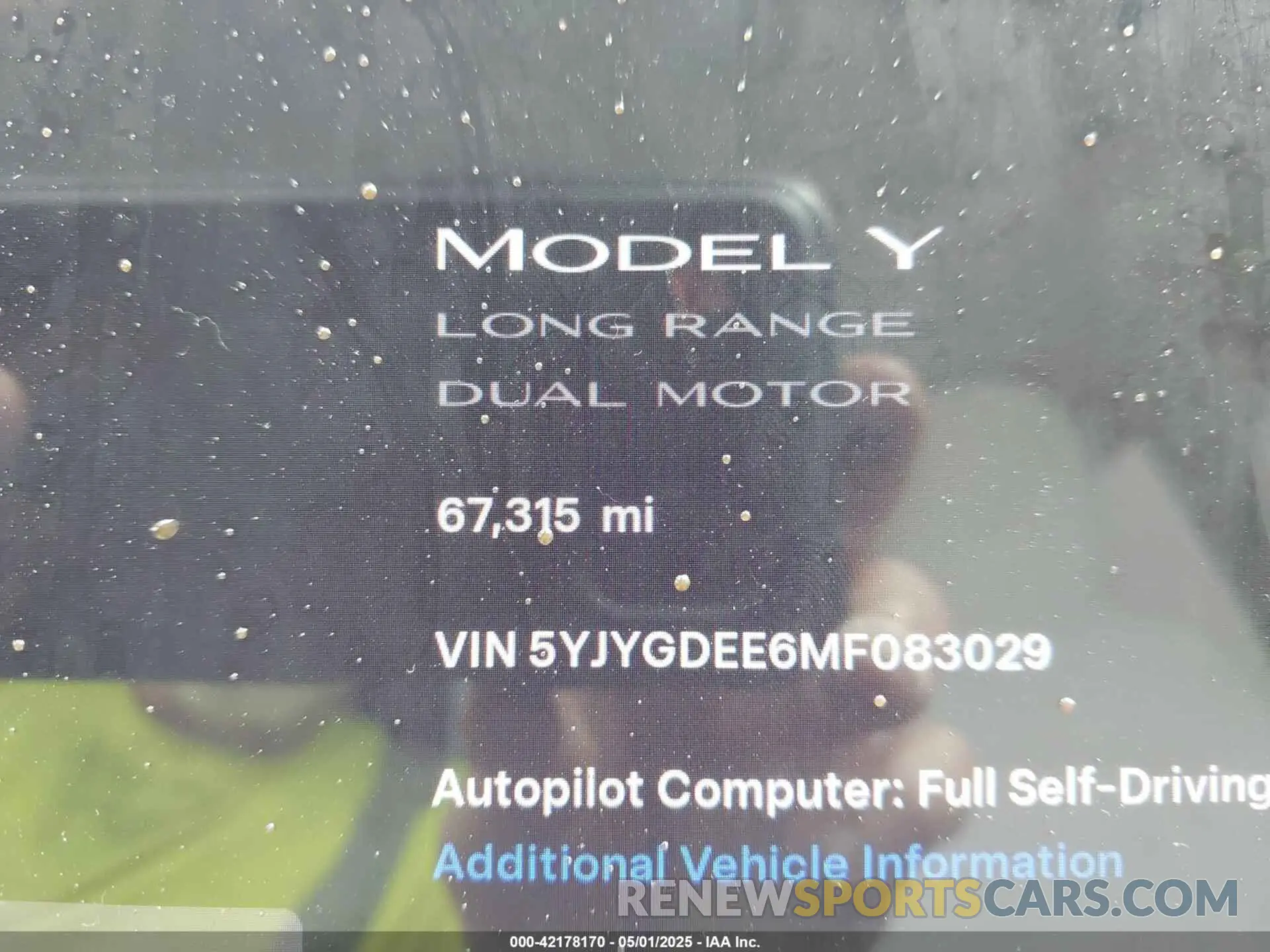 7 fotografías del automóvil dañado 5YJYGDEE6MF083029 TESLA MODEL Y 2021