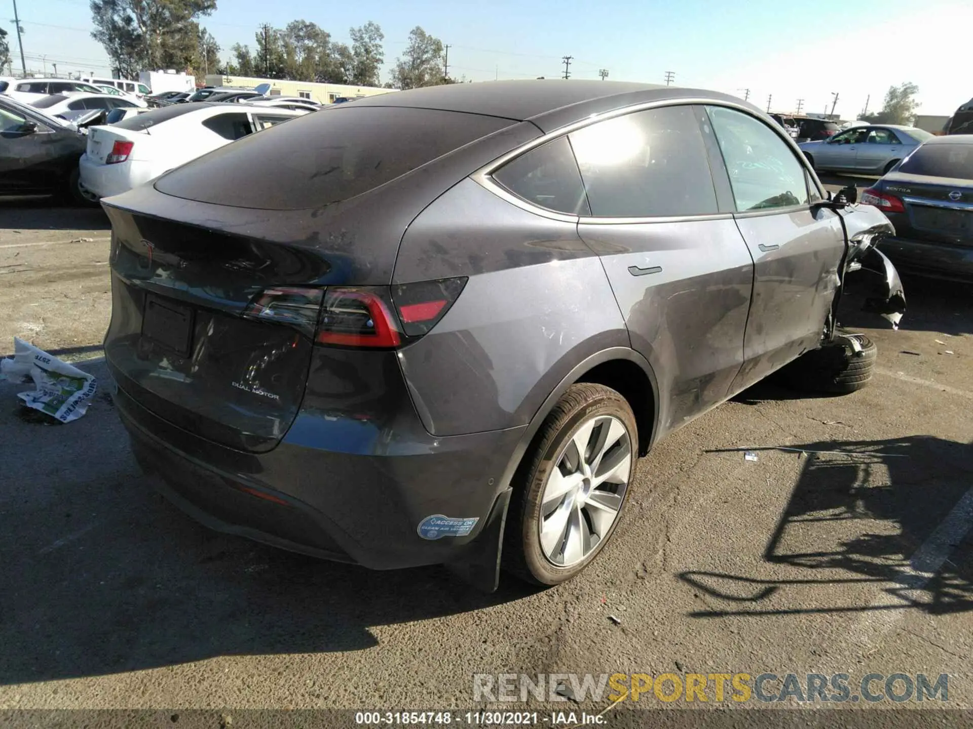 4 fotografías del automóvil dañado 5YJYGDEE6MF088697 TESLA MODEL Y 2021