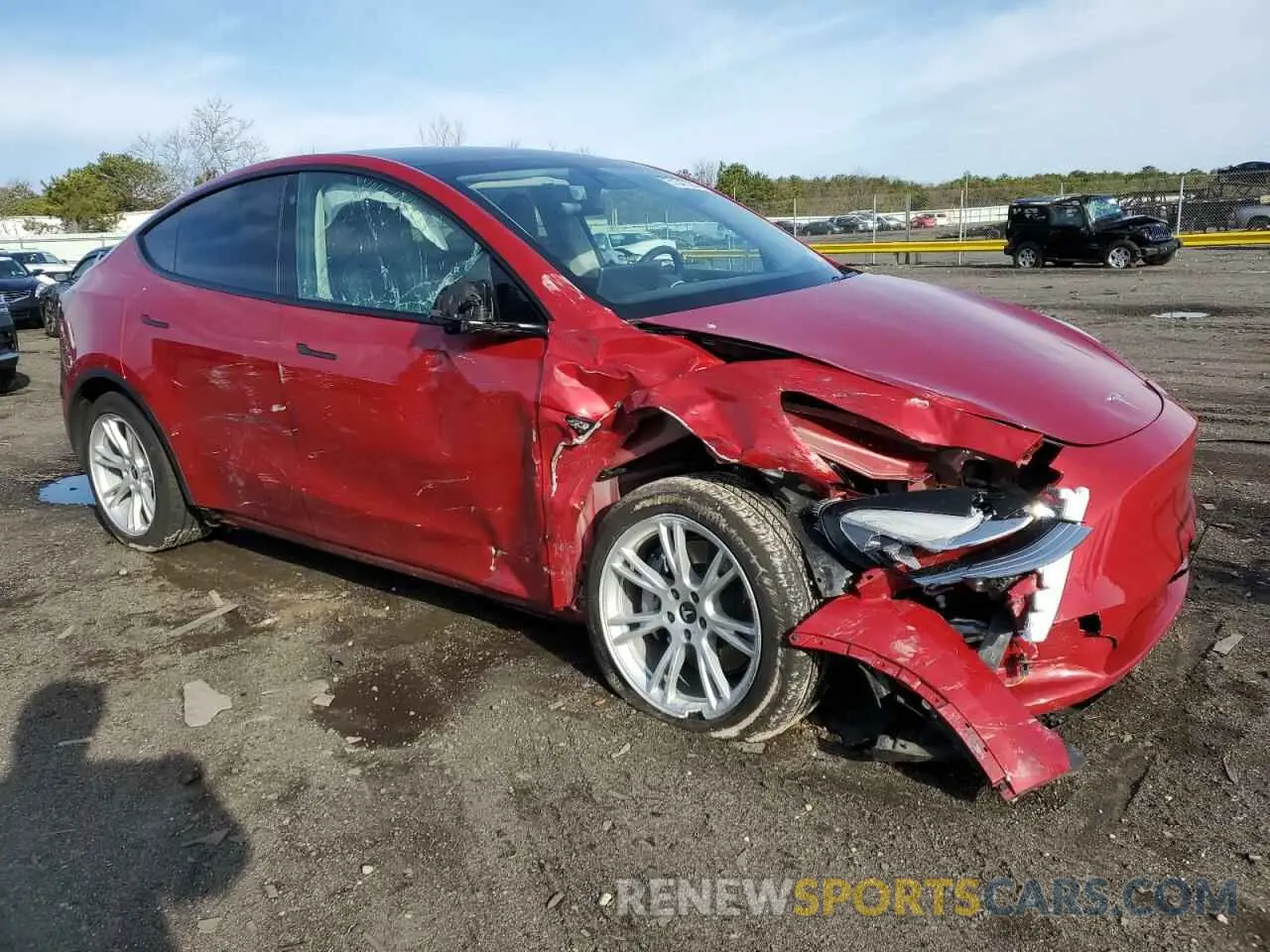 4 fotografías del automóvil dañado 5YJYGDEE6MF258475 TESLA MODEL Y 2021