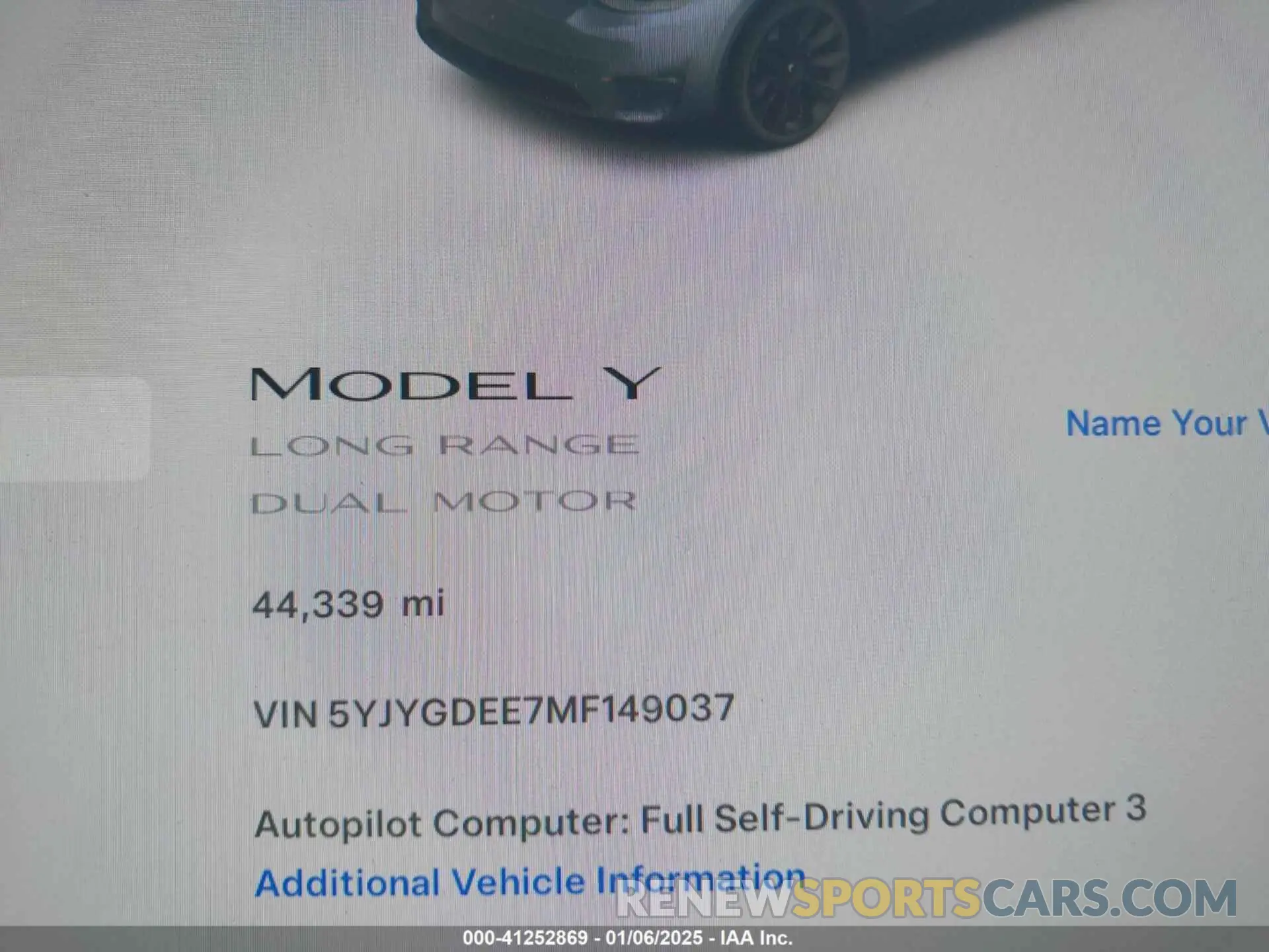 15 fotografías del automóvil dañado 5YJYGDEE7MF149037 TESLA MODEL Y 2021