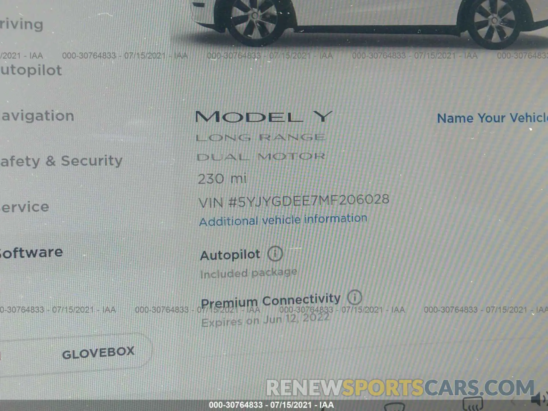 7 fotografías del automóvil dañado 5YJYGDEE7MF206028 TESLA MODEL Y 2021