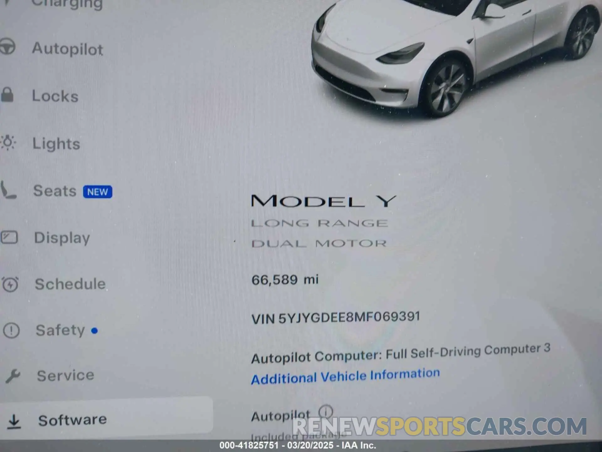 7 fotografías del automóvil dañado 5YJYGDEE8MF069391 TESLA MODEL Y 2021