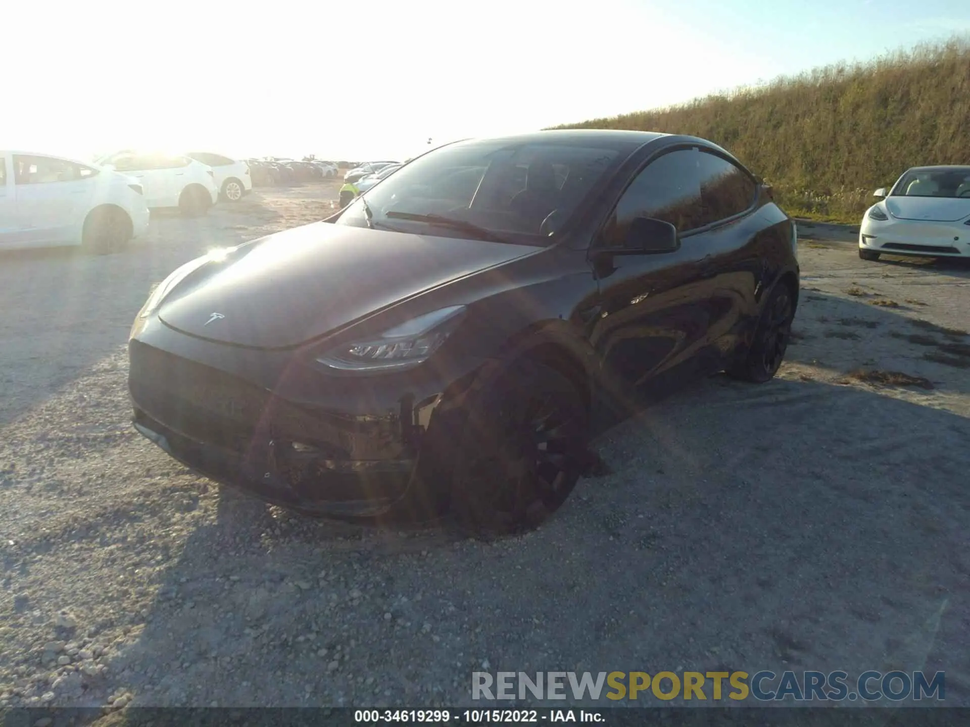 2 fotografías del automóvil dañado 5YJYGDEE8MF092539 TESLA MODEL Y 2021