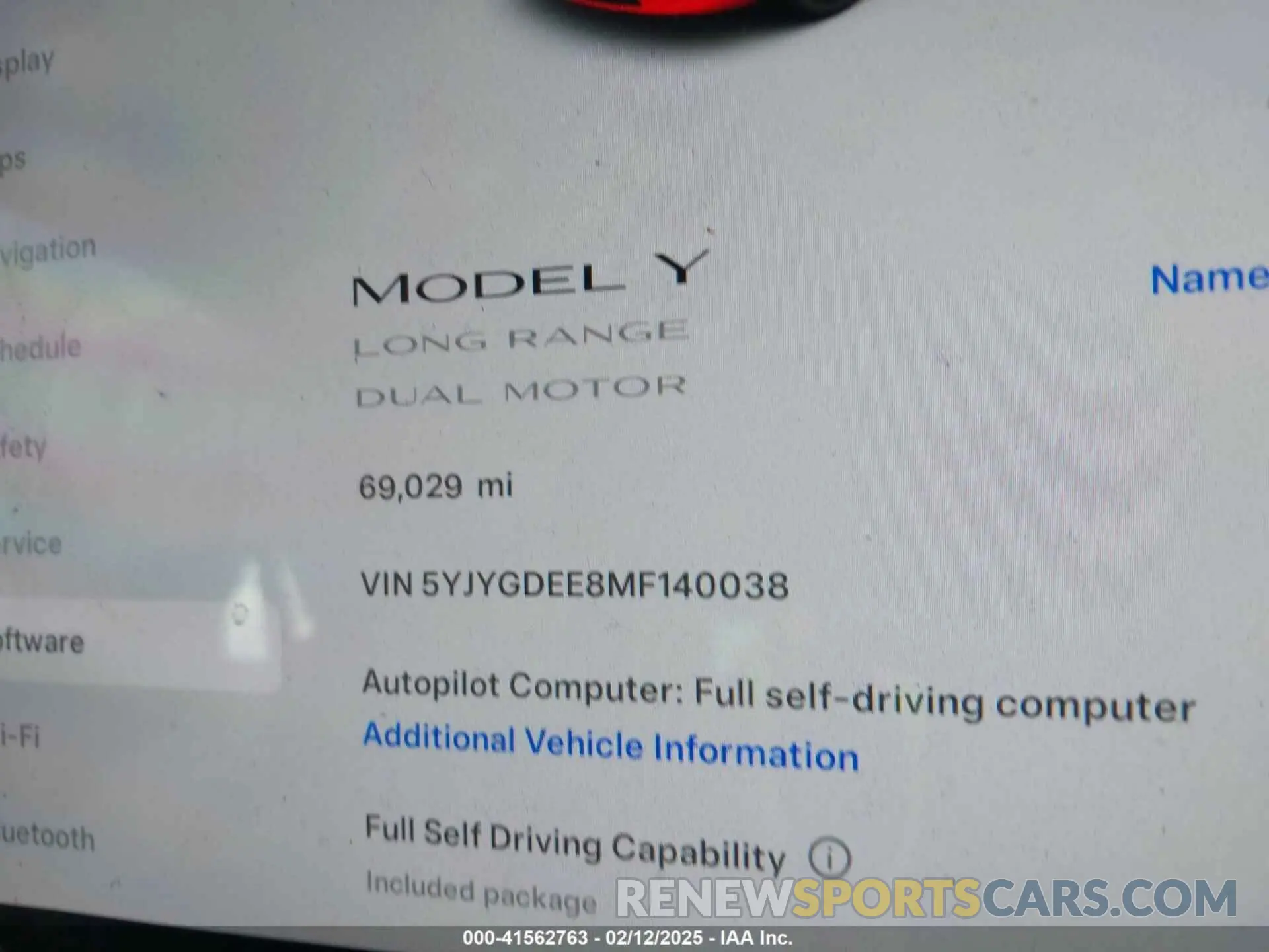 9 fotografías del automóvil dañado 5YJYGDEE8MF140038 TESLA MODEL Y 2021