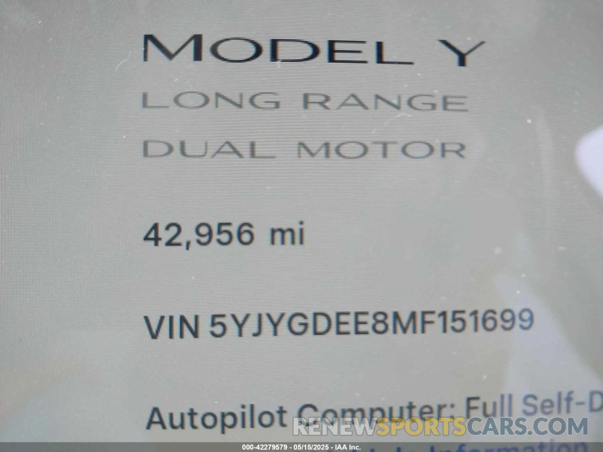 16 fotografías del automóvil dañado 5YJYGDEE8MF151699 TESLA MODEL Y 2021
