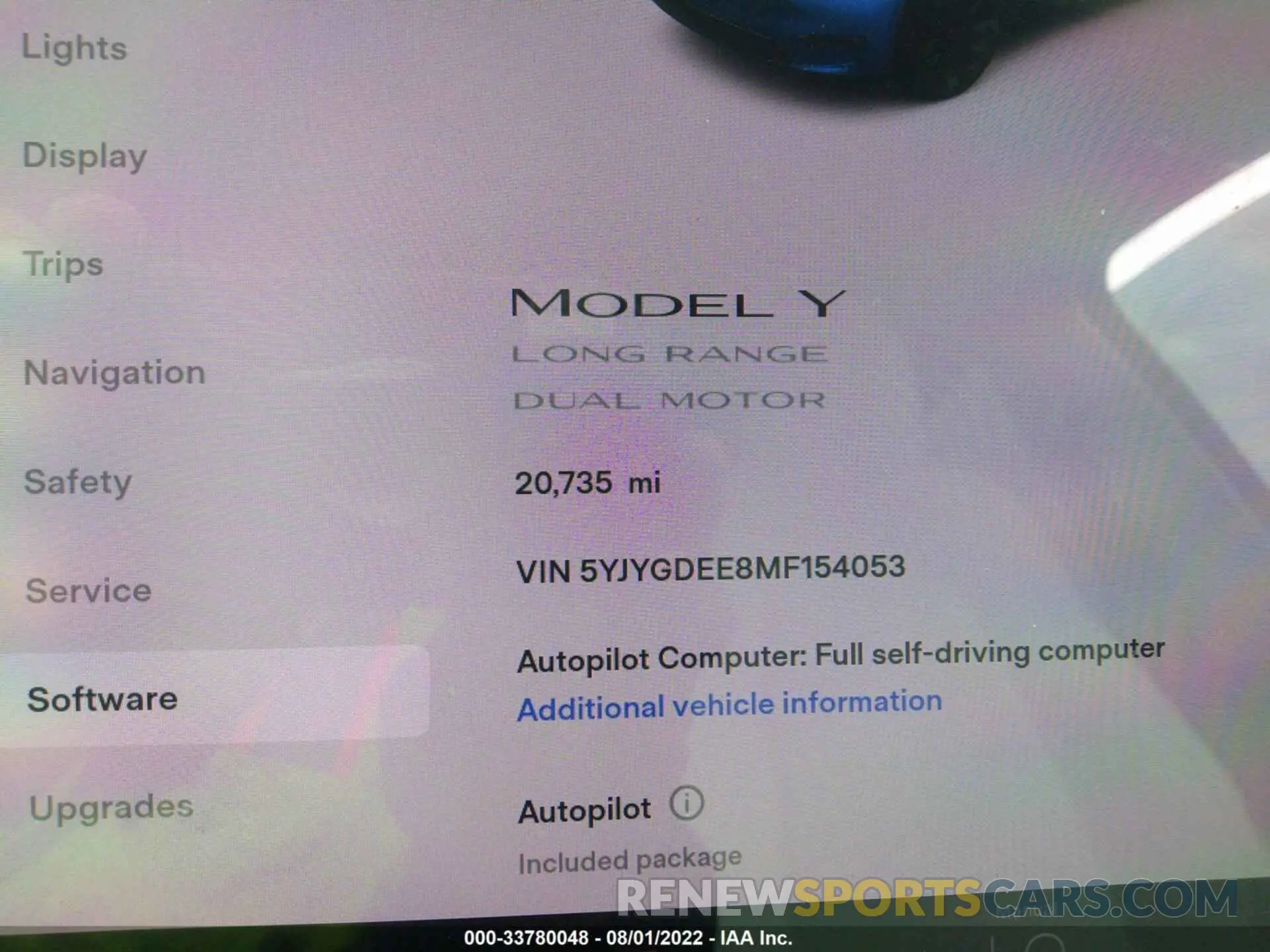 7 fotografías del automóvil dañado 5YJYGDEE8MF154053 TESLA MODEL Y 2021