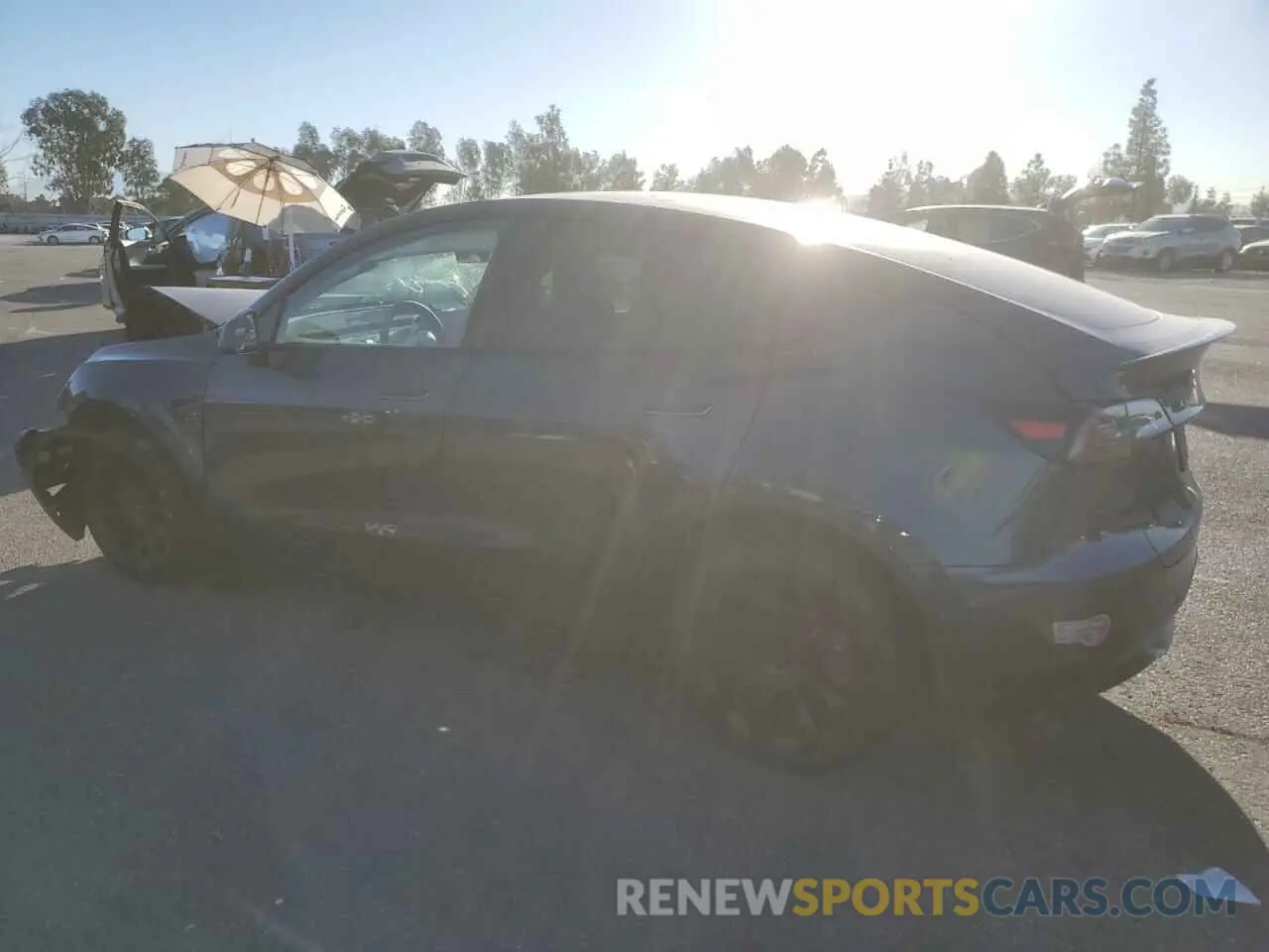2 fotografías del automóvil dañado 5YJYGDEE8MF181124 TESLA MODEL Y 2021
