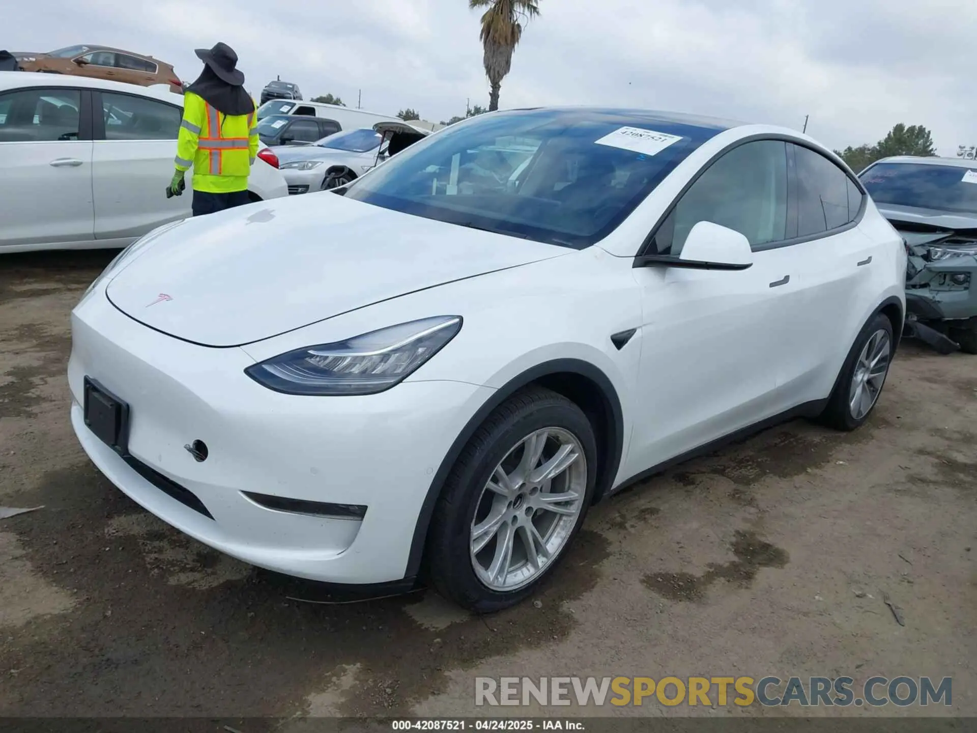 2 fotografías del automóvil dañado 5YJYGDEE8MF199686 TESLA MODEL Y 2021