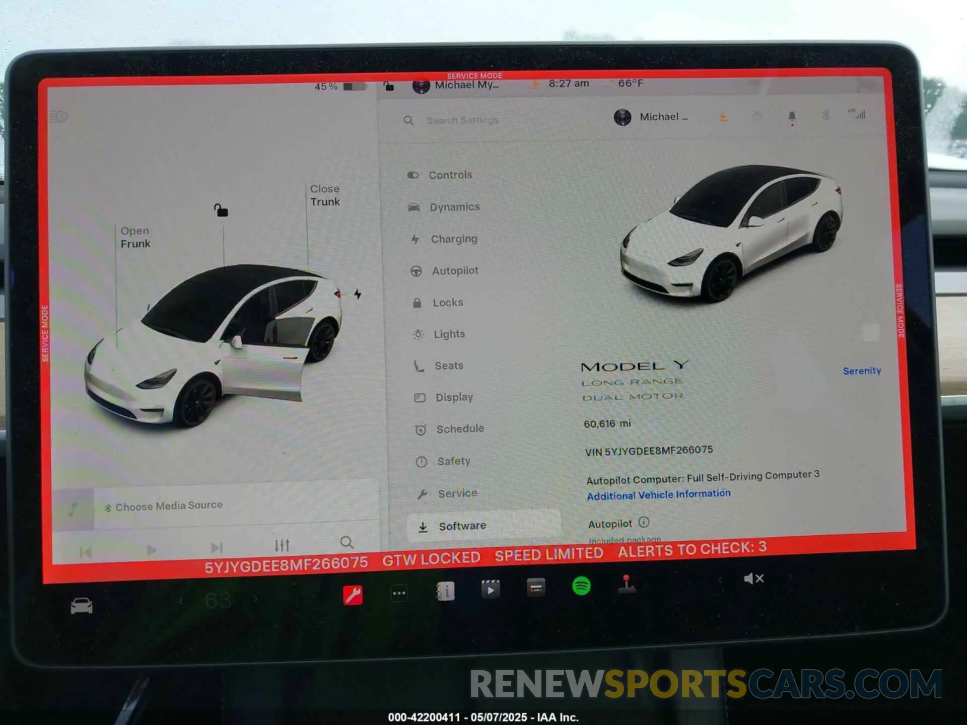 7 fotografías del automóvil dañado 5YJYGDEE8MF266075 TESLA MODEL Y 2021
