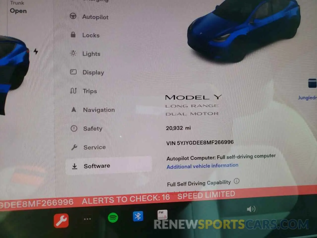 8 fotografías del automóvil dañado 5YJYGDEE8MF266996 TESLA MODEL Y 2021