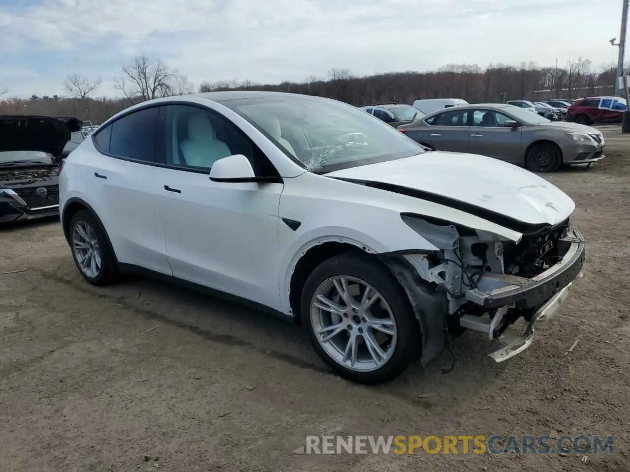 4 fotografías del automóvil dañado 5YJYGDEEXMF063219 TESLA MODEL Y 2021