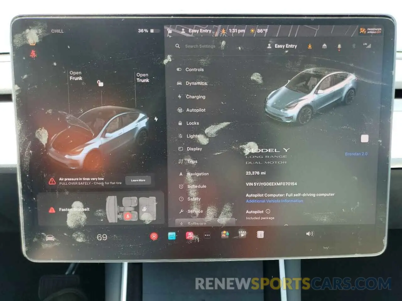 9 fotografías del automóvil dañado 5YJYGDEEXMF070154 TESLA MODEL Y 2021