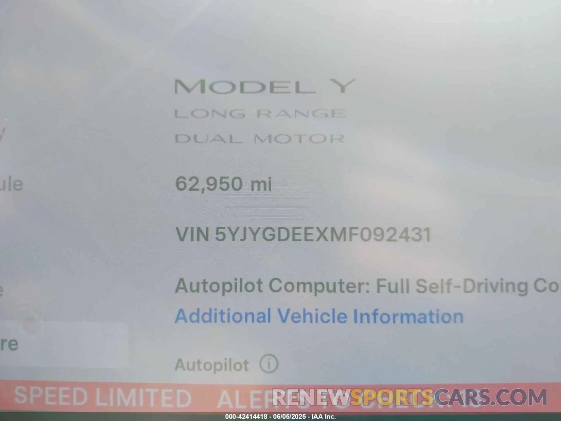 15 fotografías del automóvil dañado 5YJYGDEEXMF092431 TESLA MODEL Y 2021