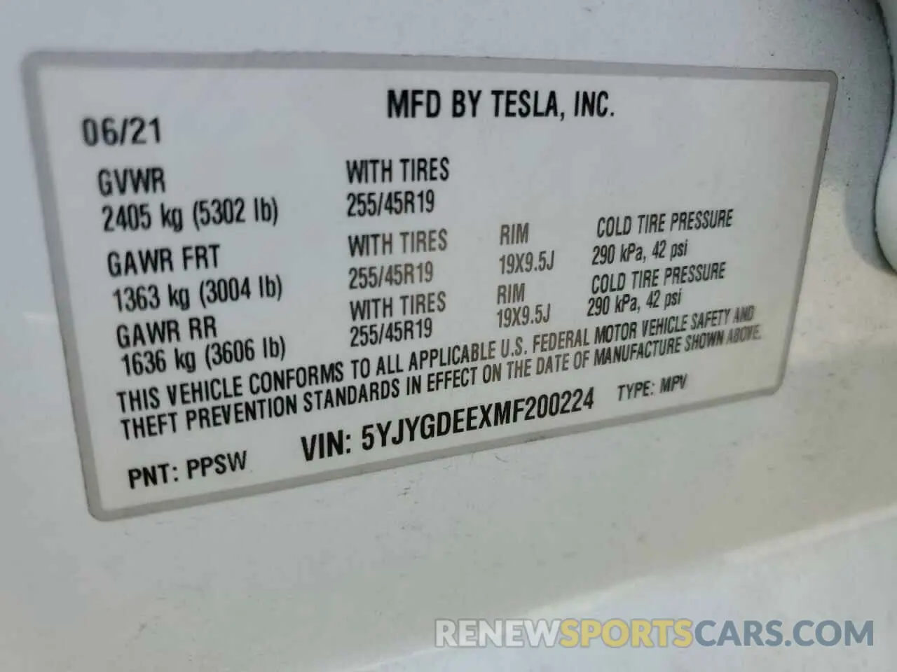13 fotografías del automóvil dañado 5YJYGDEEXMF200224 TESLA MODEL Y 2021