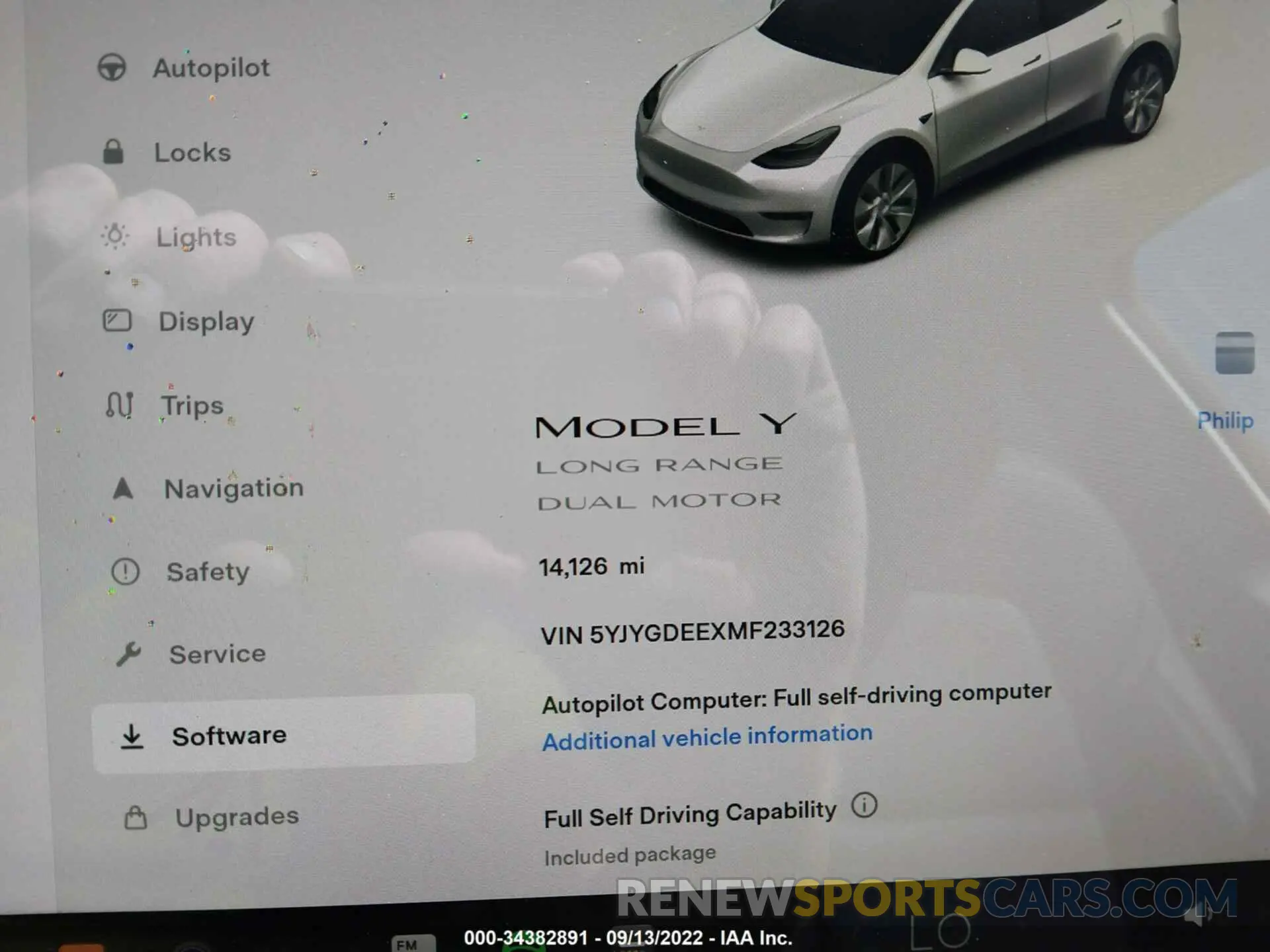 7 fotografías del automóvil dañado 5YJYGDEEXMF233126 TESLA MODEL Y 2021