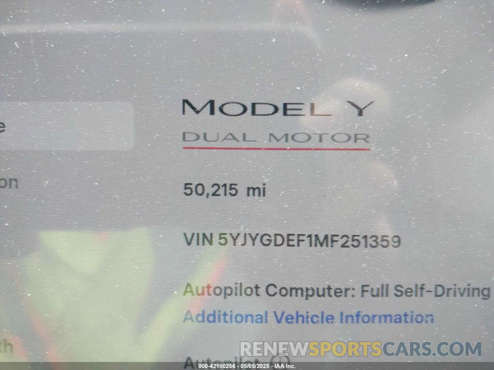 15 fotografías del automóvil dañado 5YJYGDEF1MF251359 TESLA MODEL Y 2021