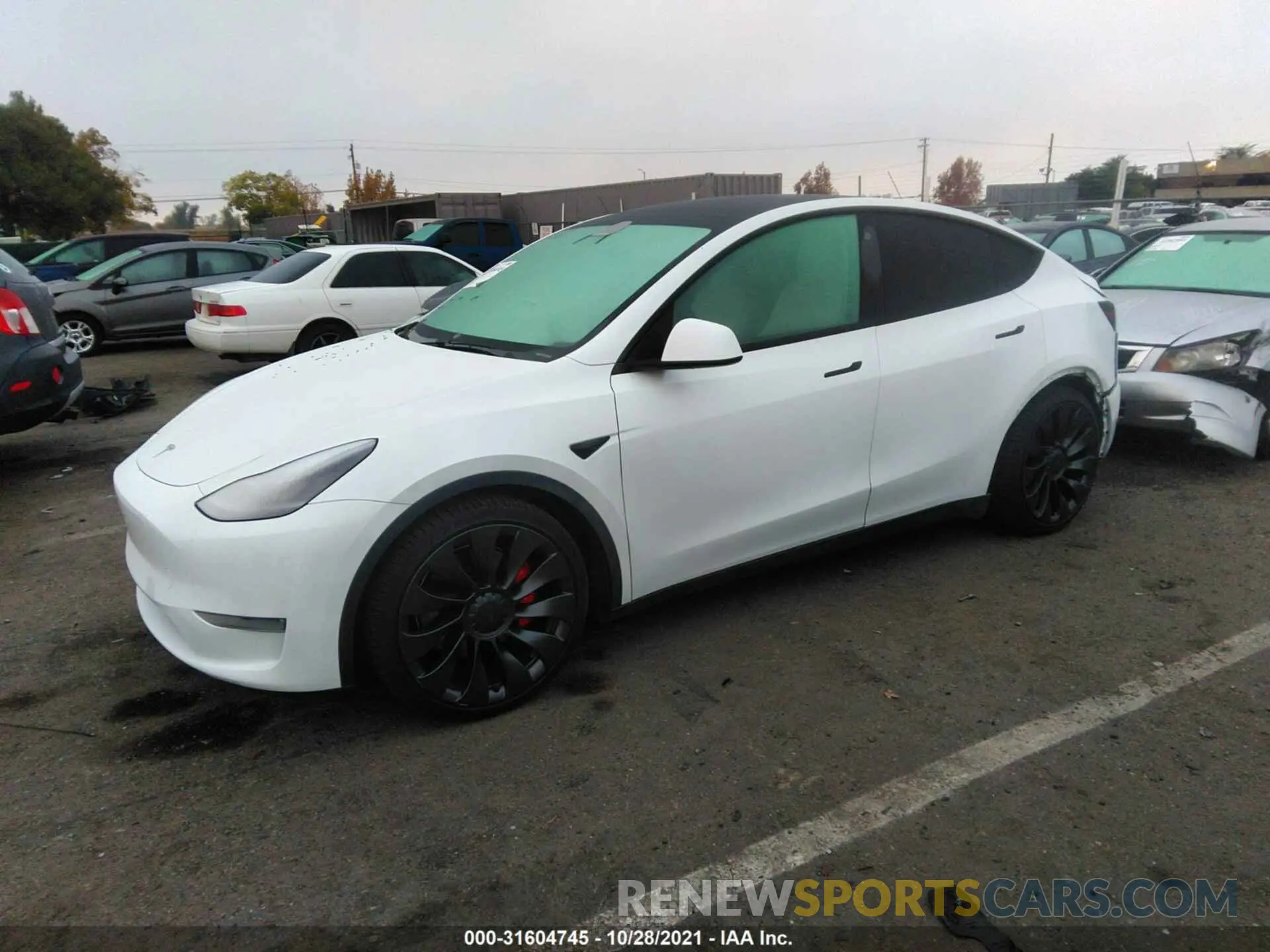 2 fotografías del automóvil dañado 5YJYGDEF2MF076278 TESLA MODEL Y 2021