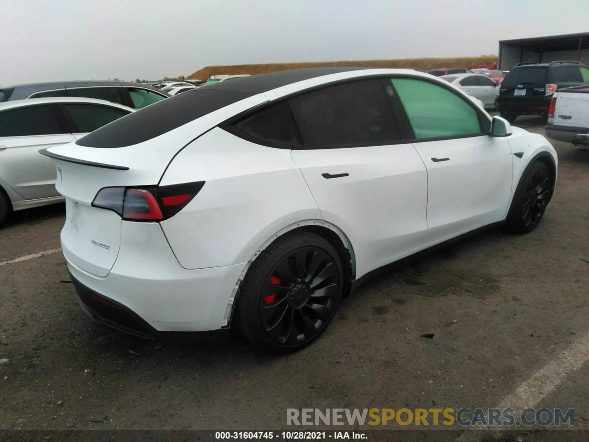4 fotografías del automóvil dañado 5YJYGDEF2MF076278 TESLA MODEL Y 2021
